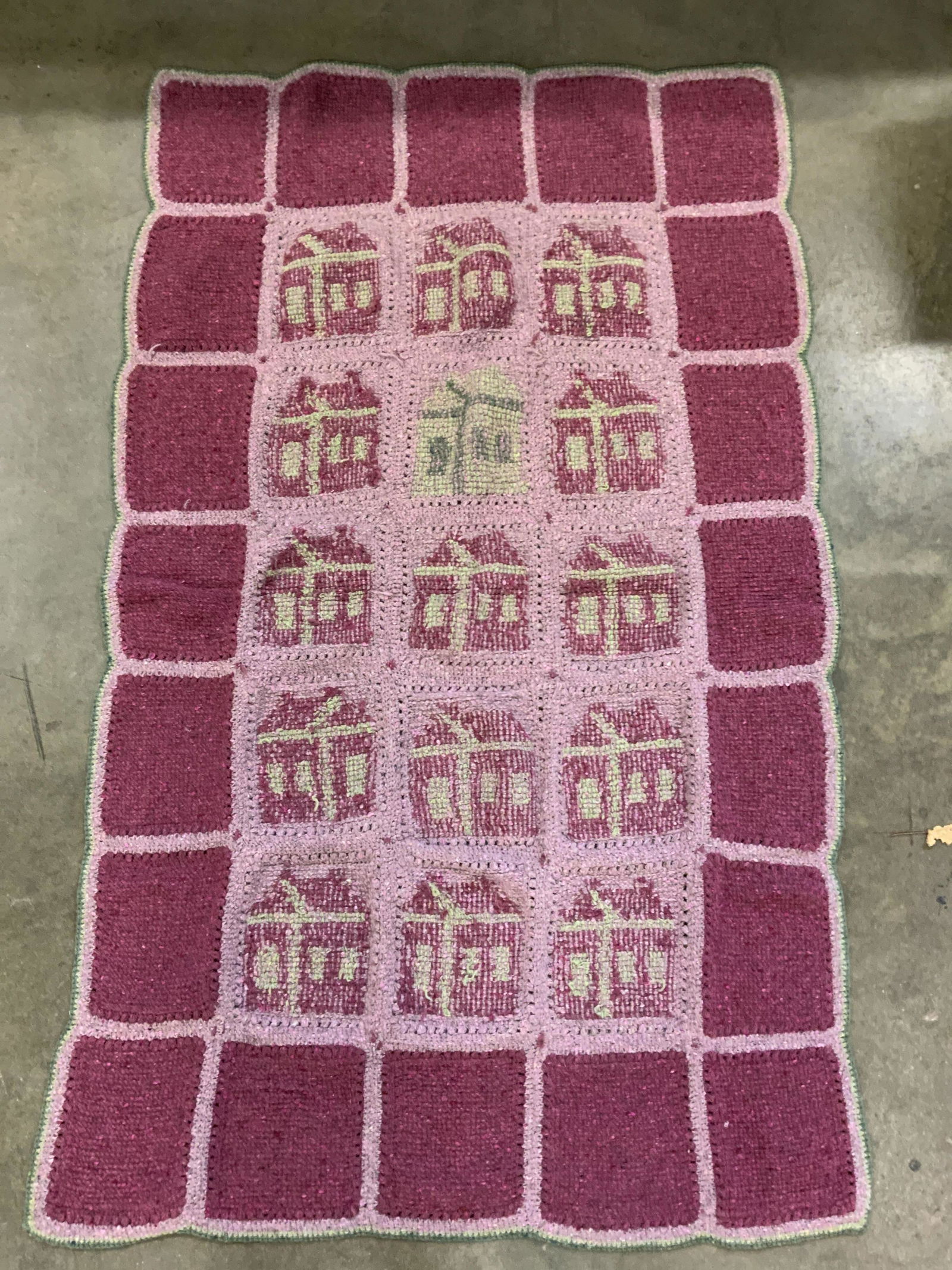 Hand Crochet Green & Purple Blanket (1 of 5)