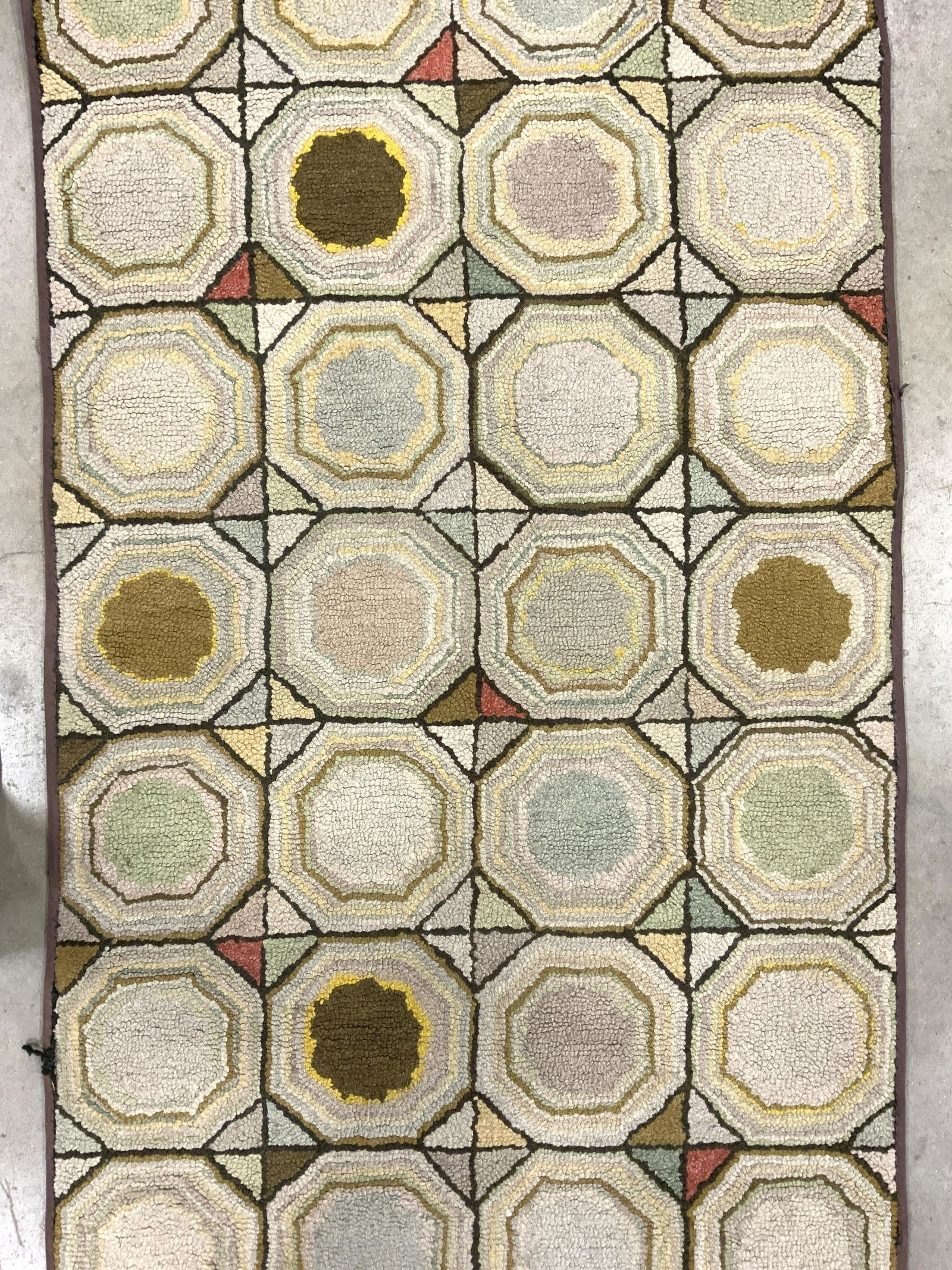 Vintage Geometrically Detailed Hooked Rug (1 of 10)