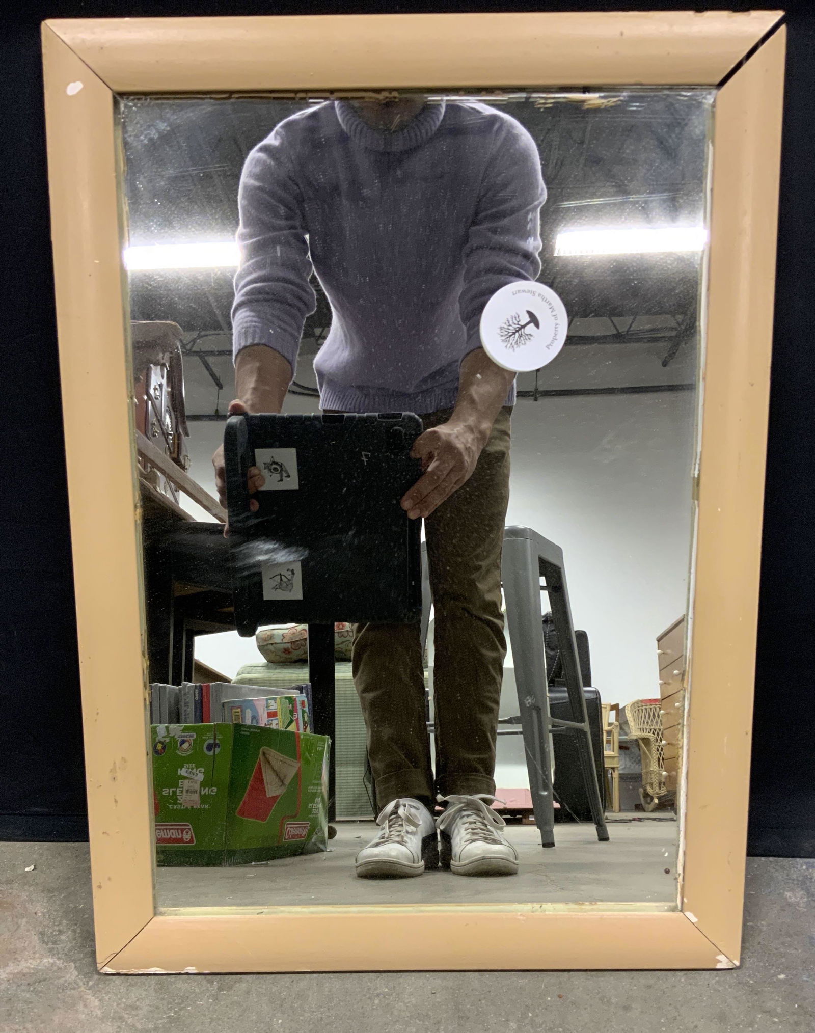 Vintage Style Beige Wood Wall Mirror (1 of 4)