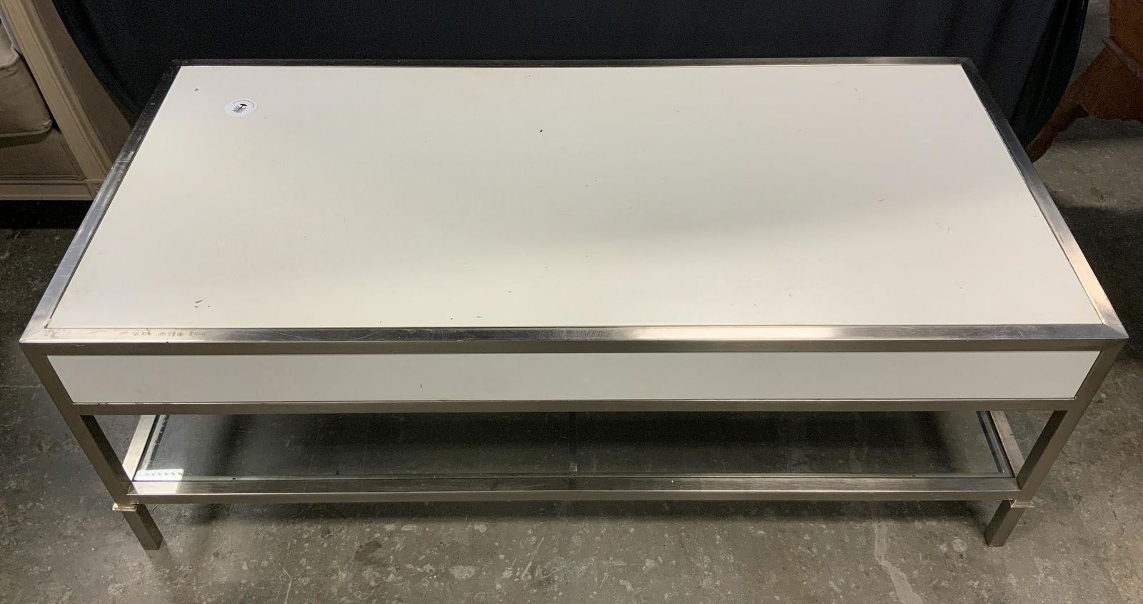 MARTHA STEWART White Coffee Table W Chrome Edging (1 of 12)