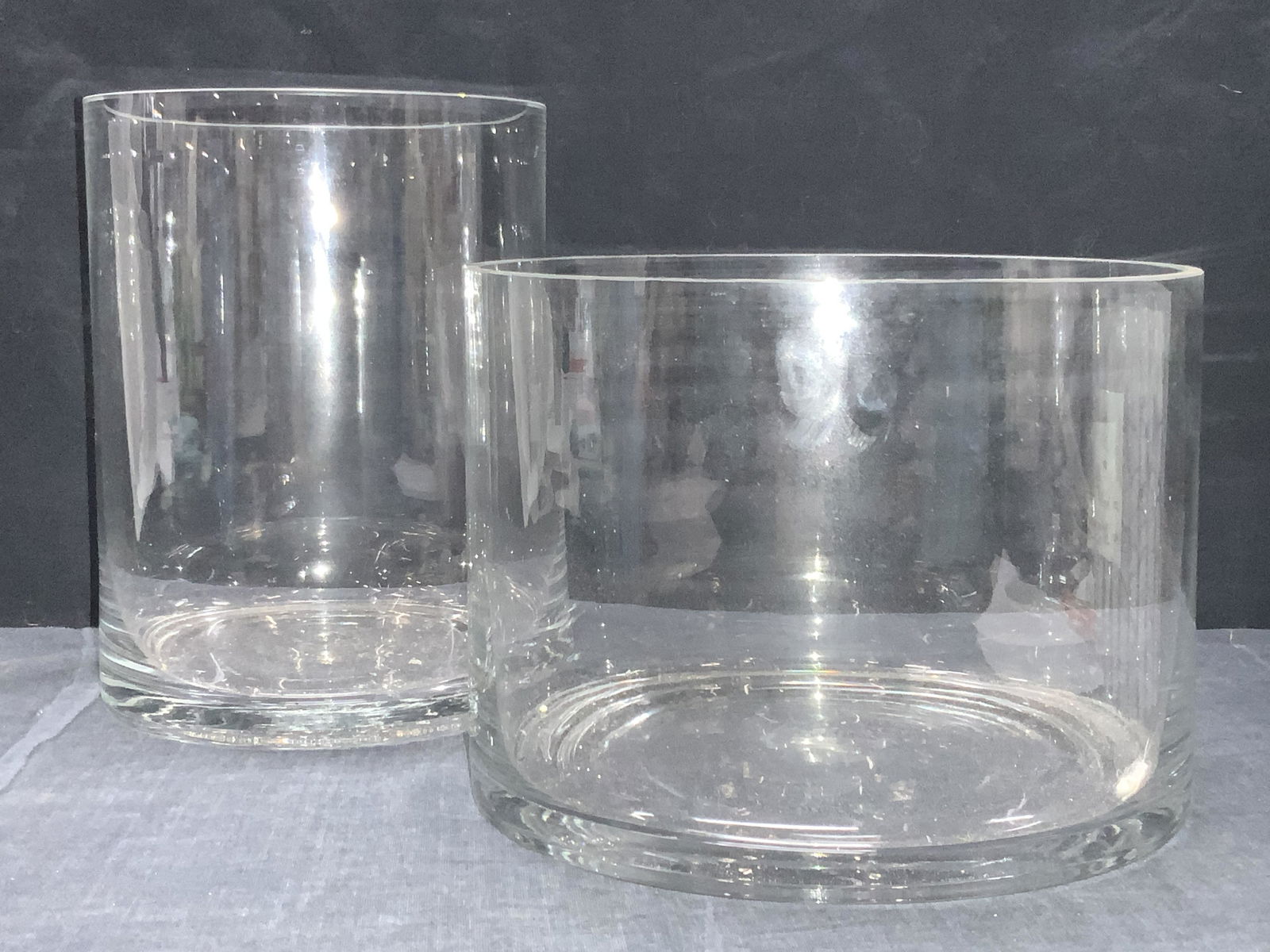 2 Thick Crystal Tabletop Glass Vessels (1 of 8)
