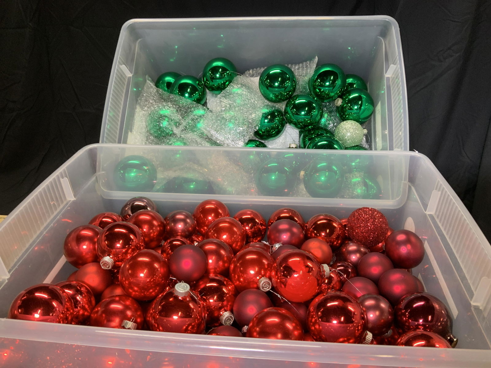 Lrg Lot Red & Green Glass Christmas Ball Ornaments (1 of 9)