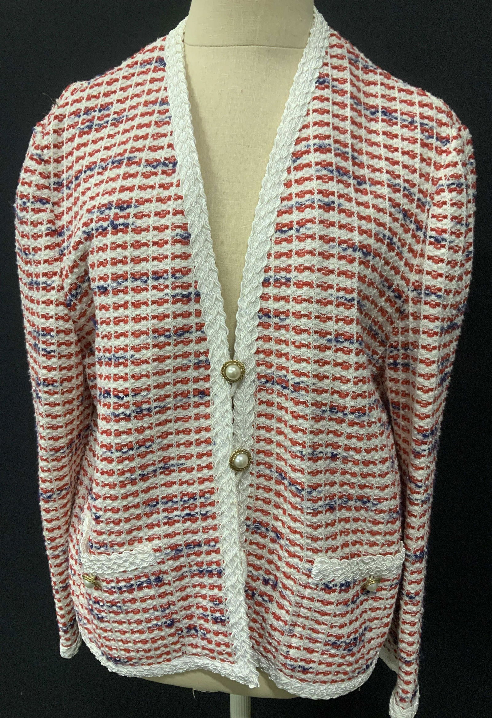 Vintage Chanel Style Nylon Cardigan Jacket (1 of 6)