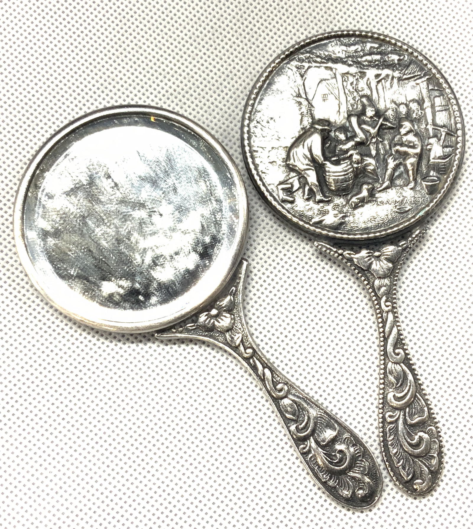 Denmark Signed Embossed Metal Hand Mirrors (1 of 5)