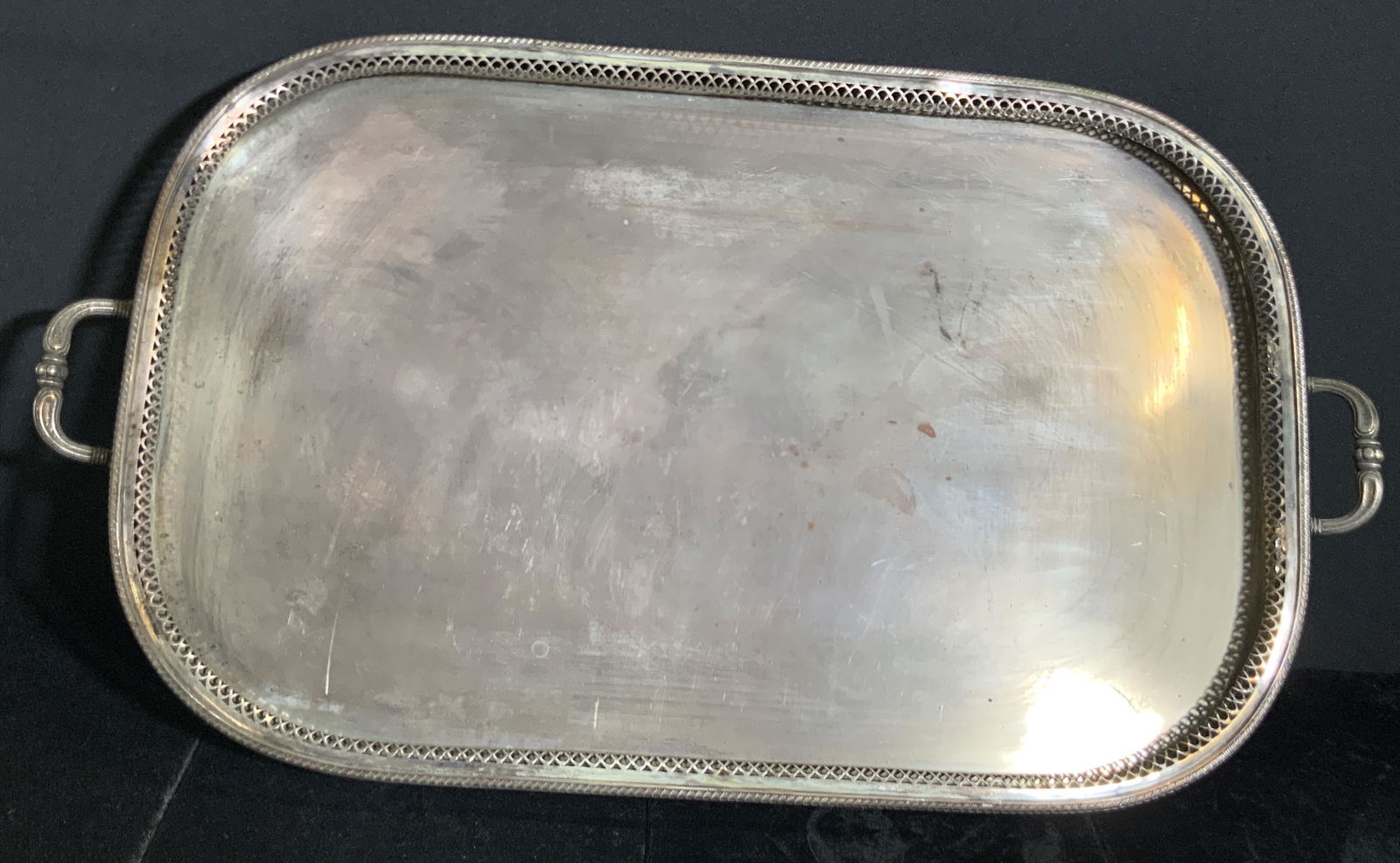 Vintage SILVER A.I. ON COPPER Footed Serving Tray (1 of 10)