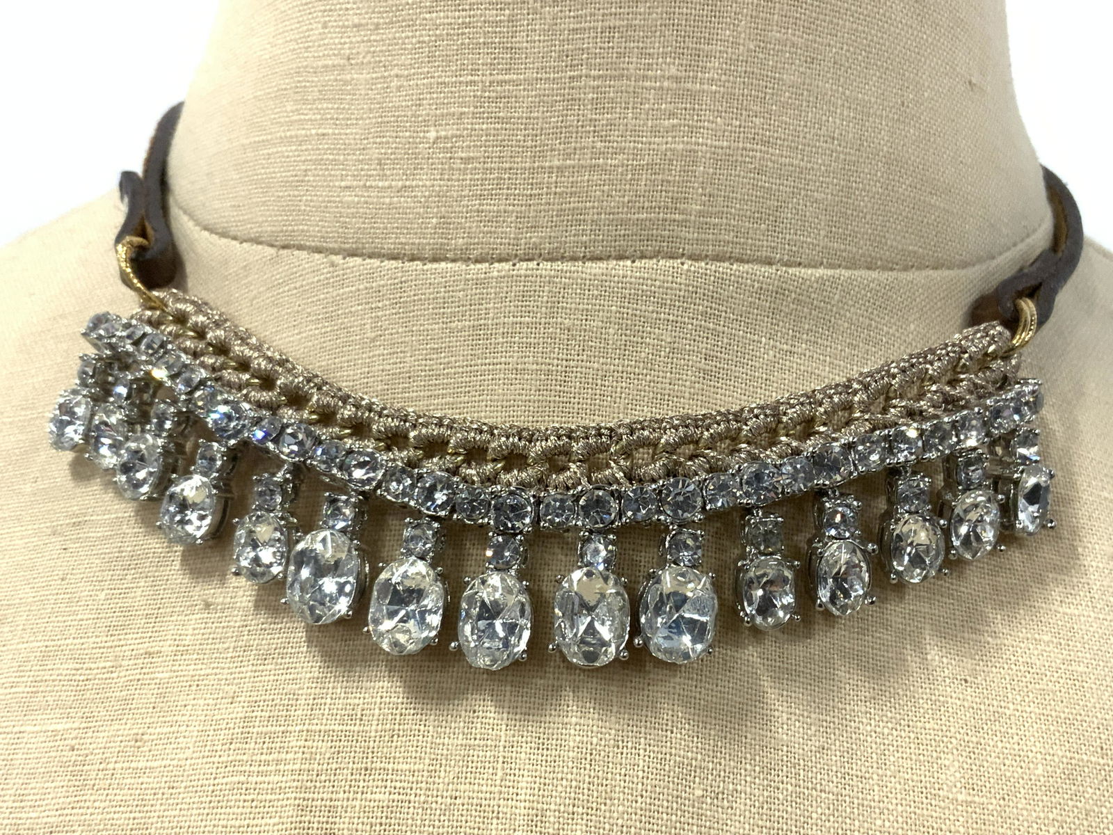 Leatherette & Crystal Choker Necklace (1 of 4)