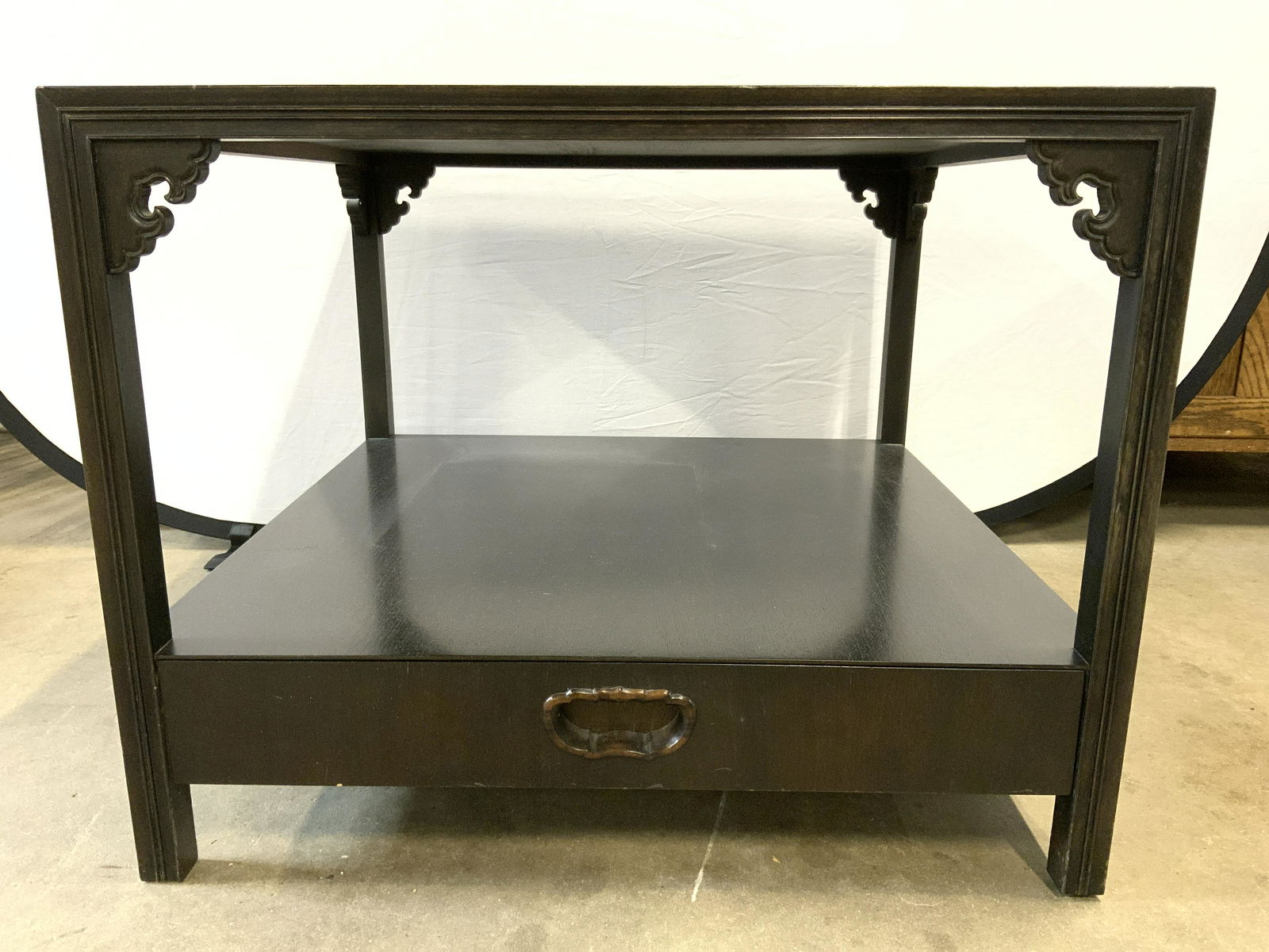 BAKER FURNITURE Wood Veneer Side Table W Drawer (1 of 10)