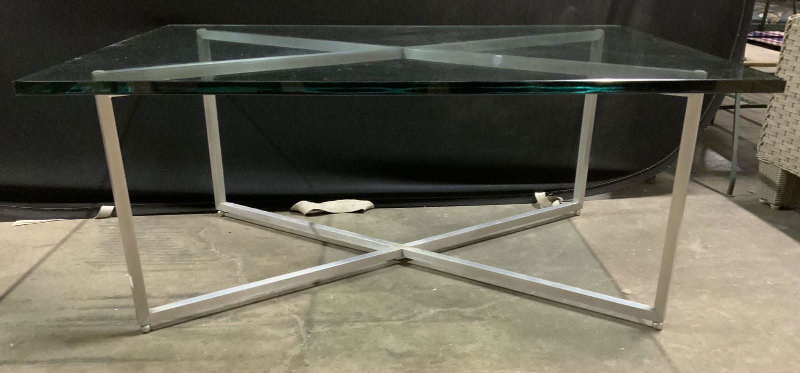 Glass Top Coffee Table W Brushed Metal Base (1 of 8)