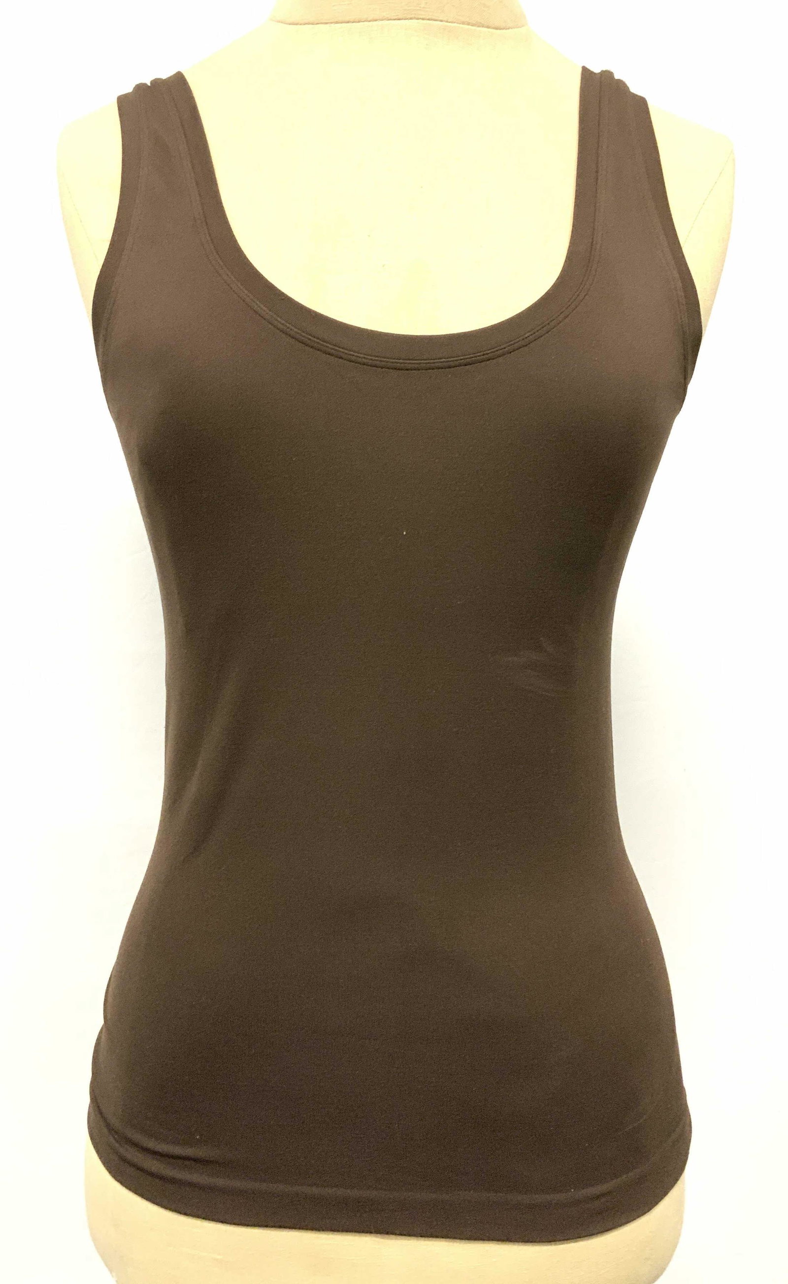 HANRO Brown Tank Top: HANRO Brown Tank Top, tag reads L 42 95% micropolyamid 5% spandex, length of approx 23 inches. Ladies fashion, athletic wear, outerwear, casual wear, ladies tank tops, ladies workout clothes, ladies s
