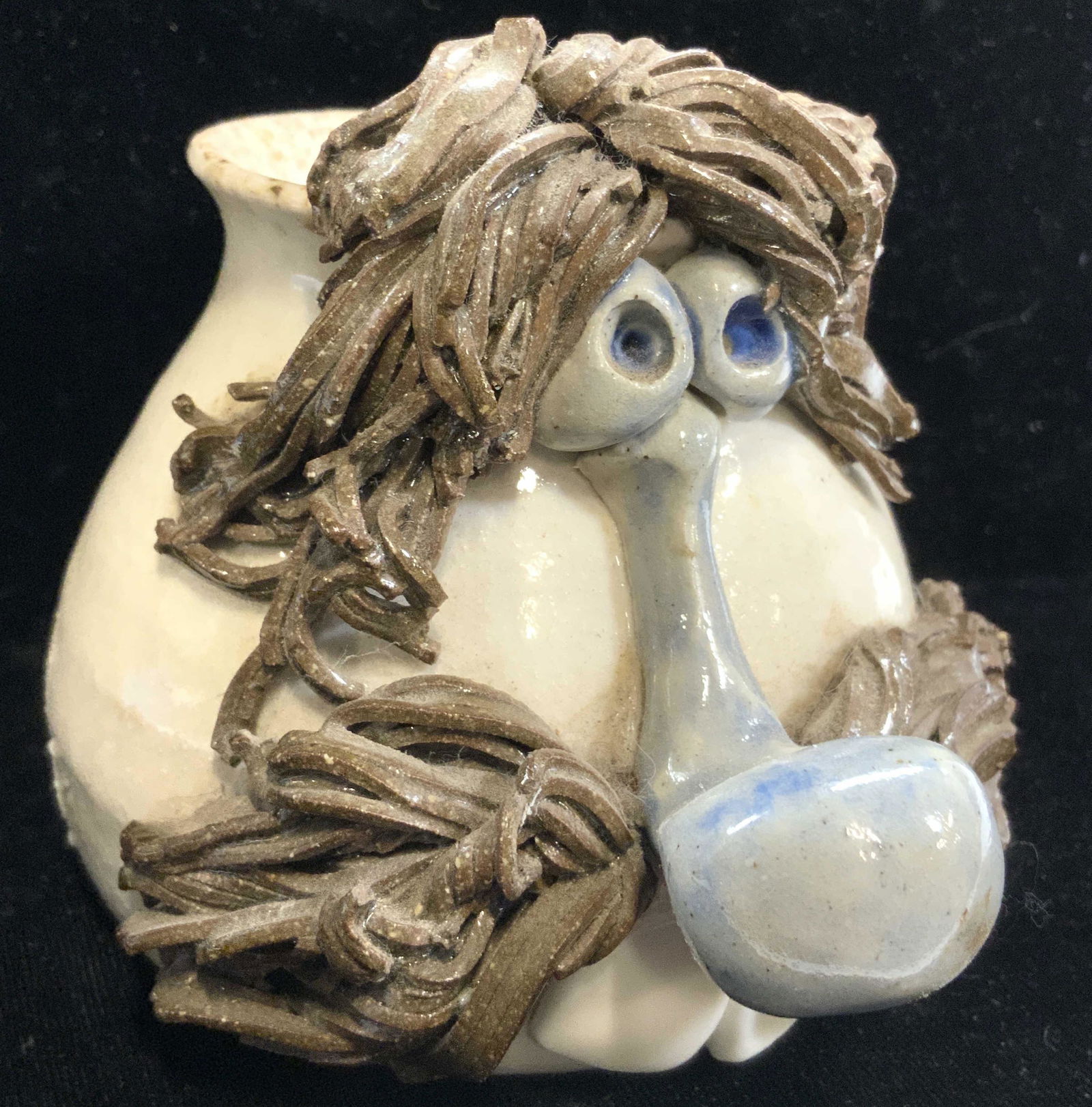 VINTAGE SIGNED POTTERY FACE Vessel W MUSTACHE (1 of 8)