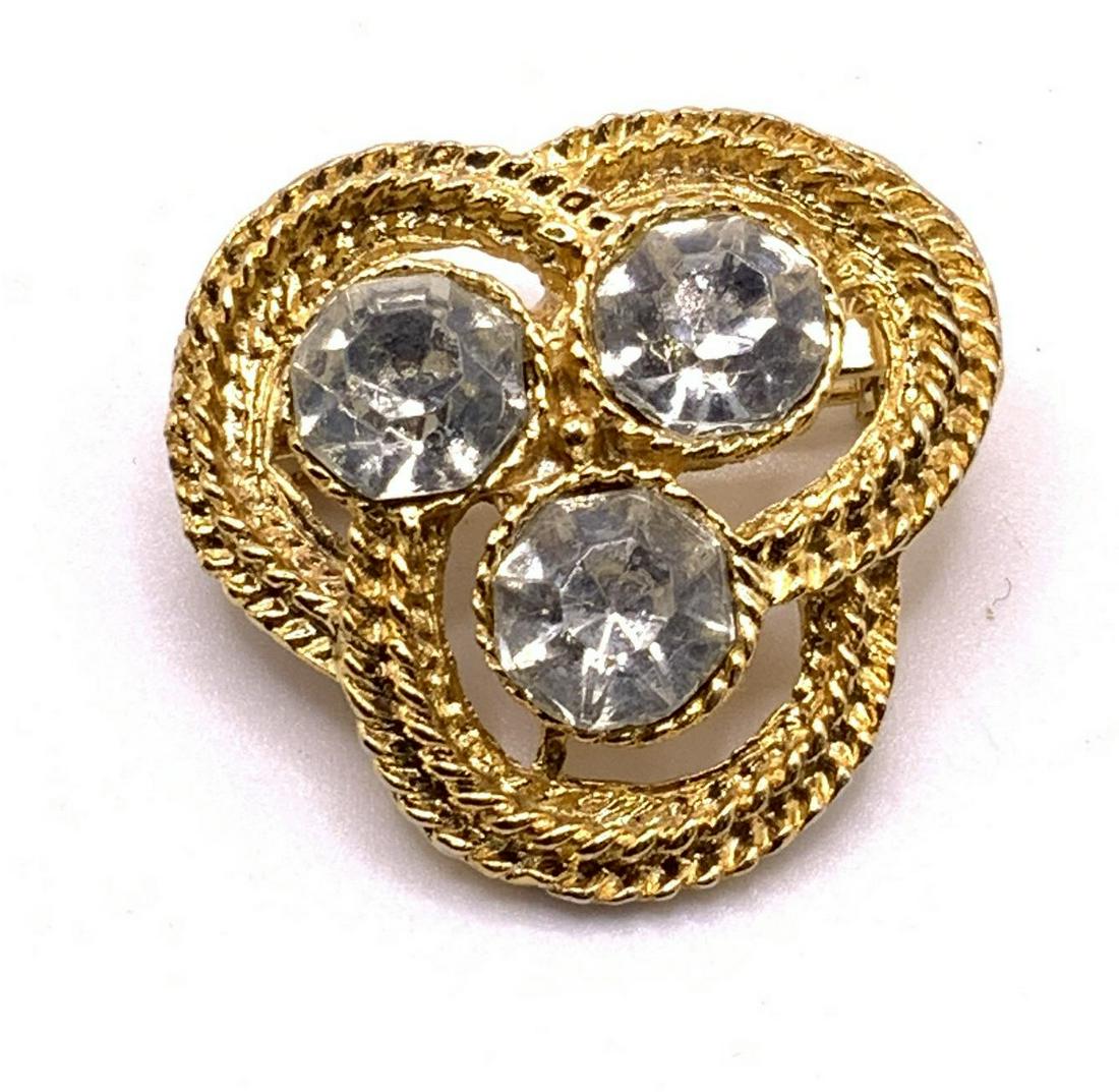 Vintage Gold Tone Crystal Brooch, Jewelry (1 of 7)