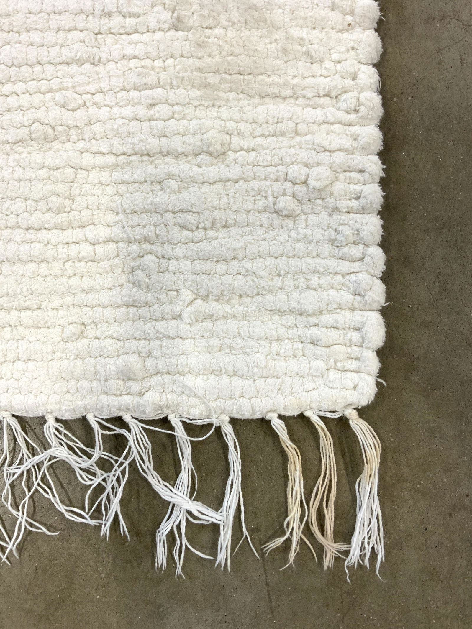 White Toned Rag Rug W Fringes (1 of 7)