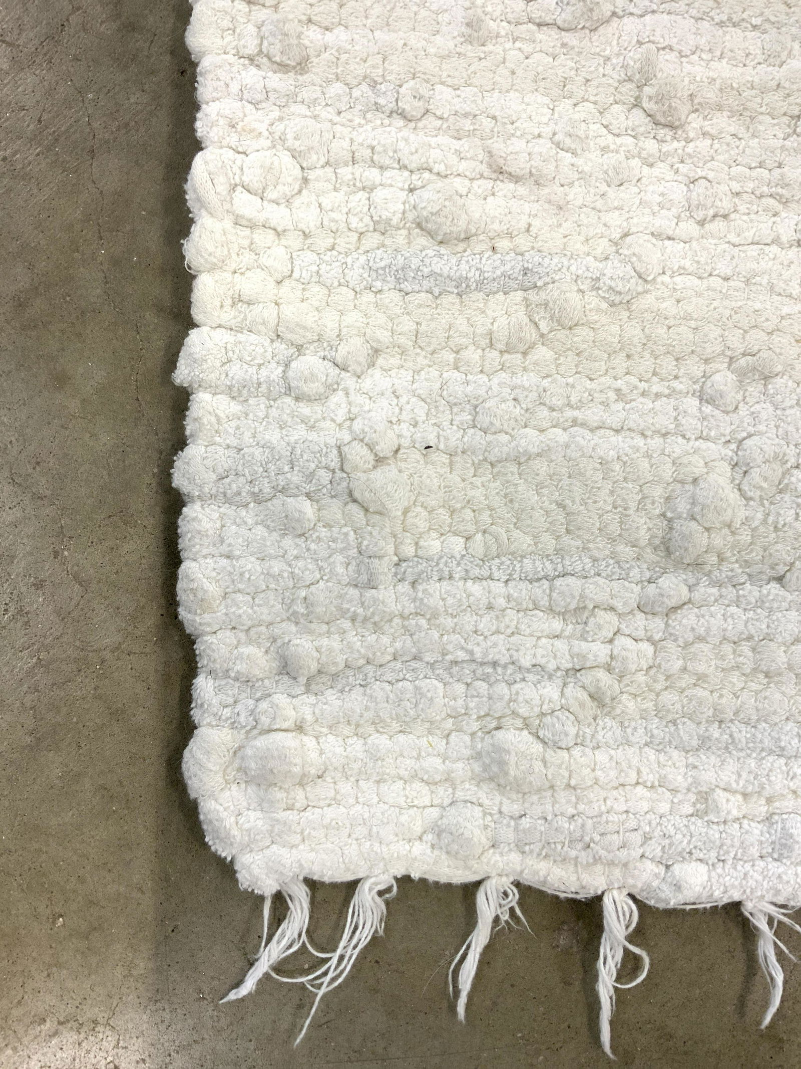 White Toned Rag Rug W Fringes (1 of 7)
