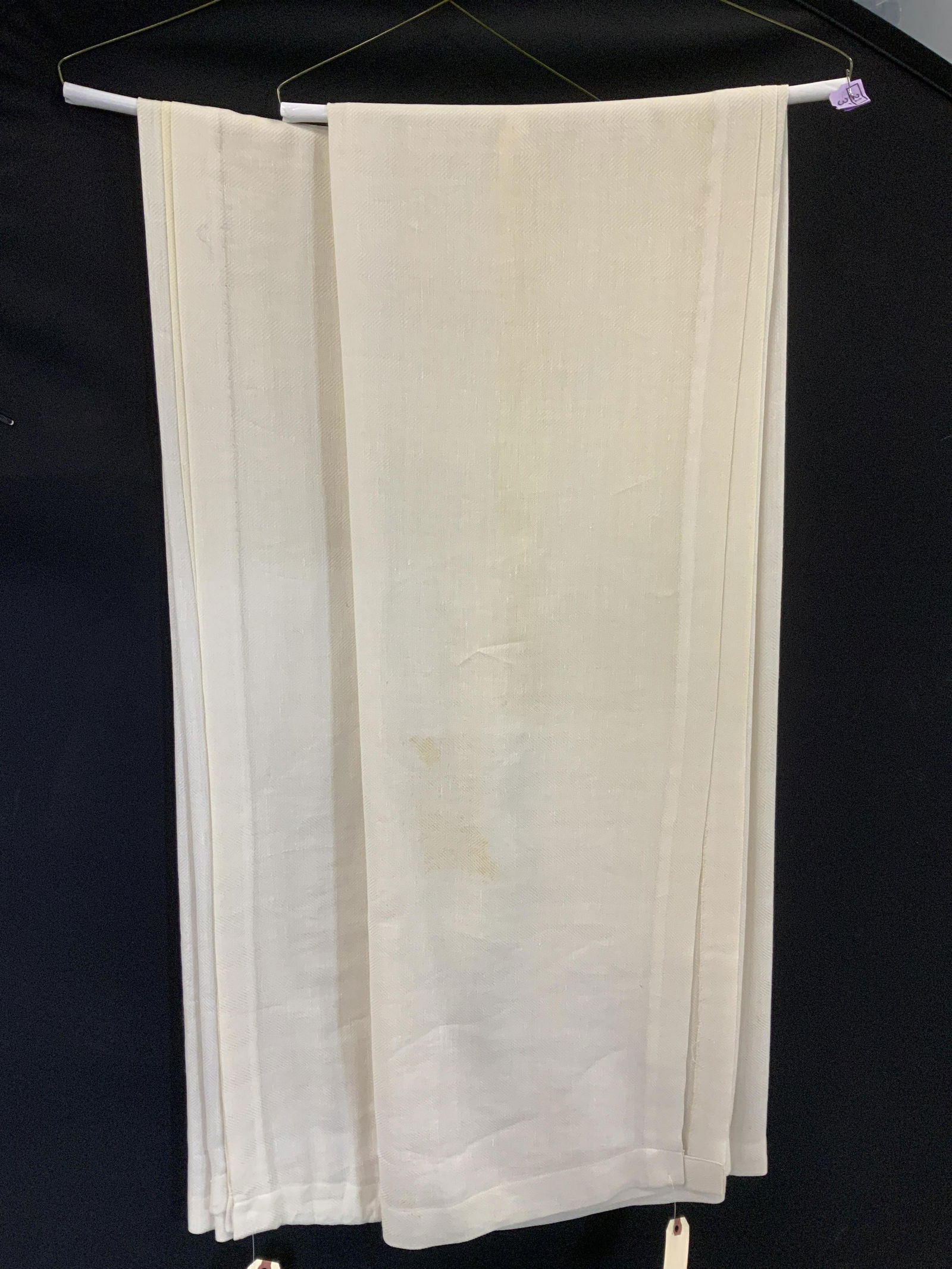 Set 3 Vintage Crean Toned Drapery Panels (1 of 7)