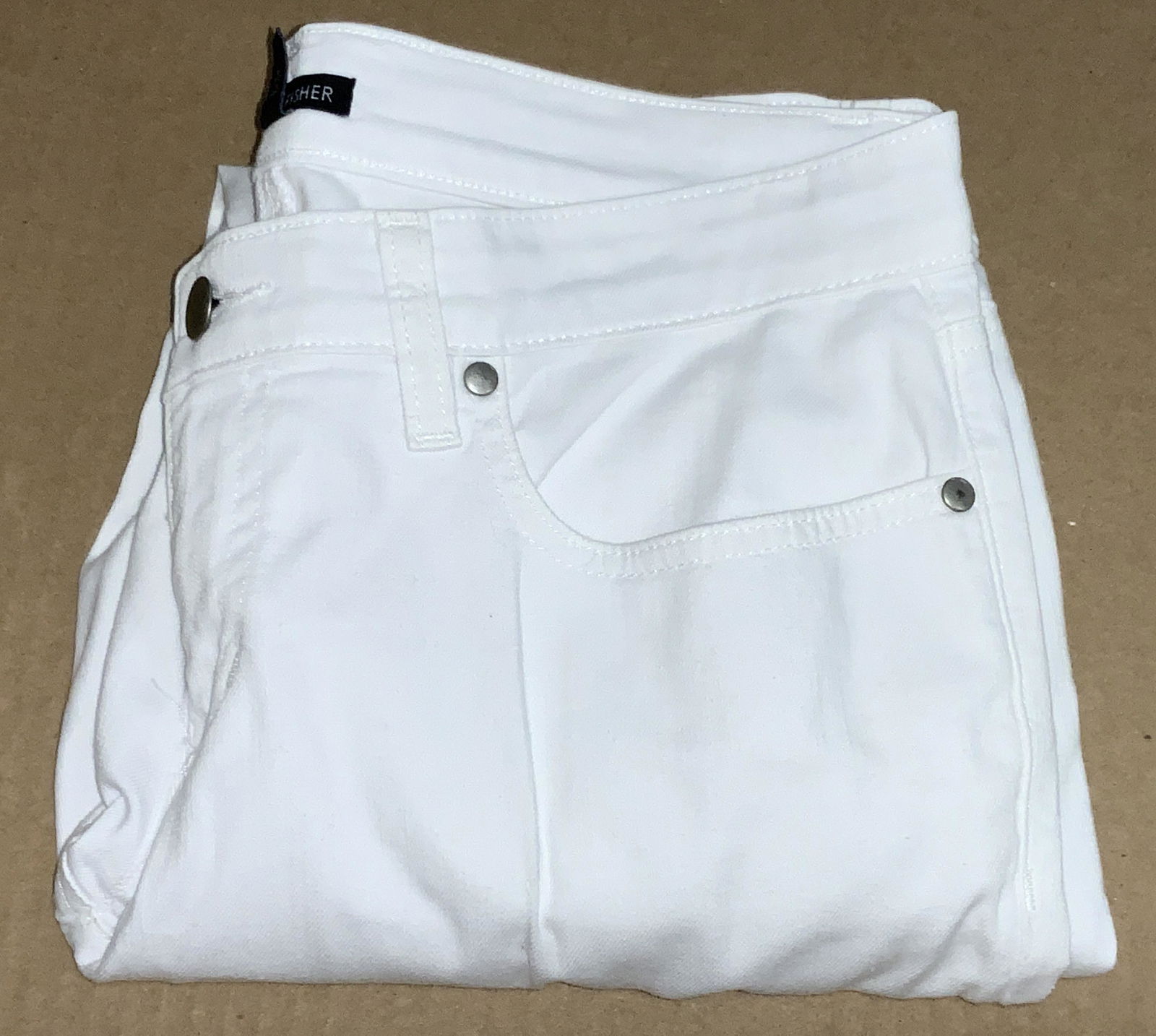 EILEEN FISHER Size 4 White Cotton Denim Jeans (1 of 8)