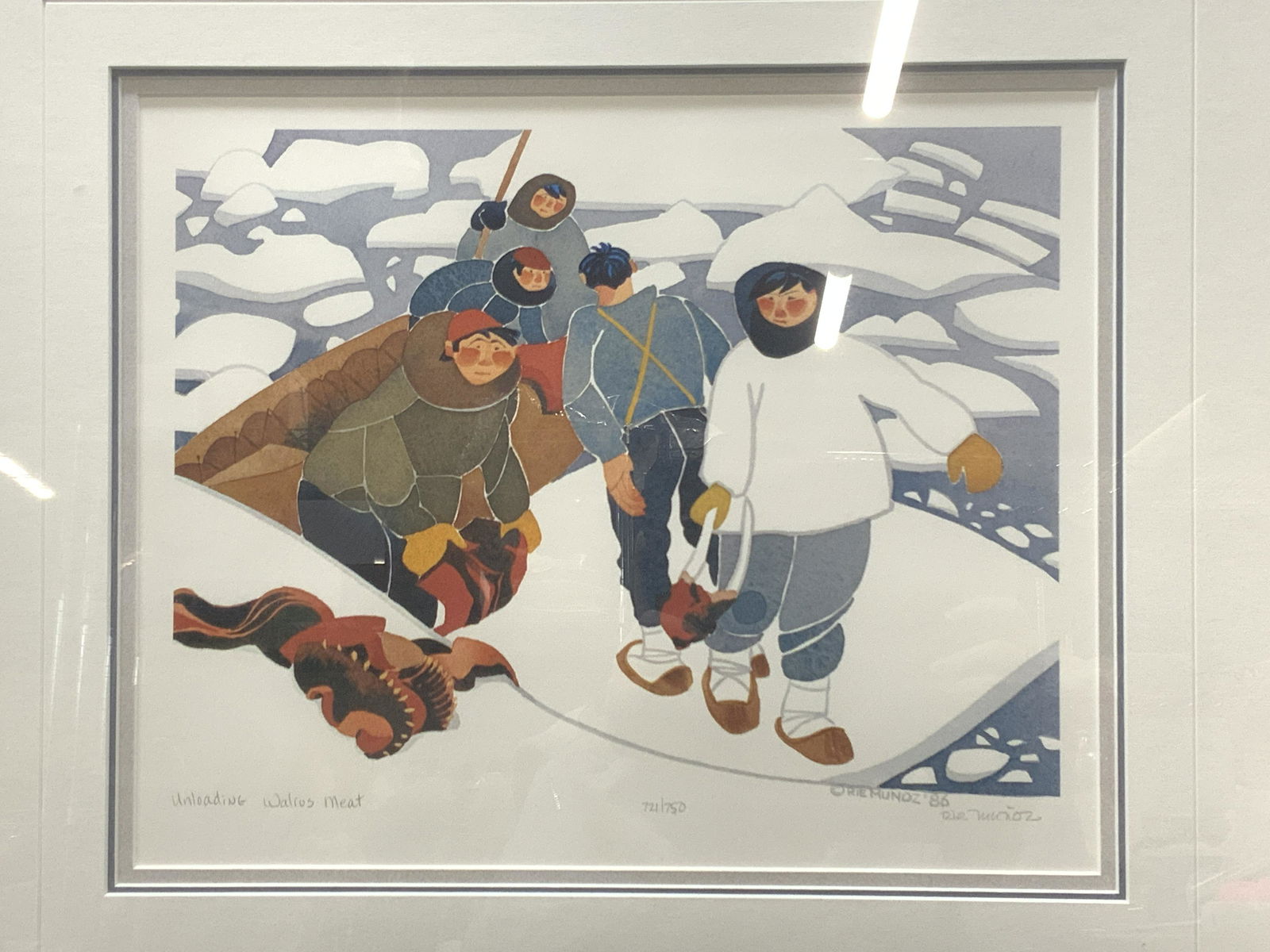 RIE MUNOZ Unloading Walrus Meat Vtg. Lithograph (1 of 8)
