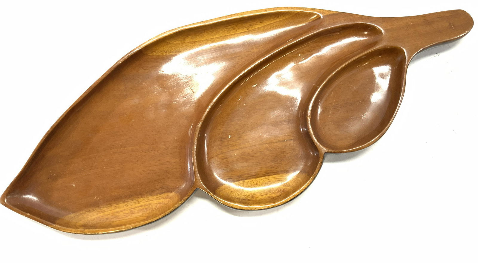 Carved & Polished Wooden Leaf Shaped Tray (1 of 7)