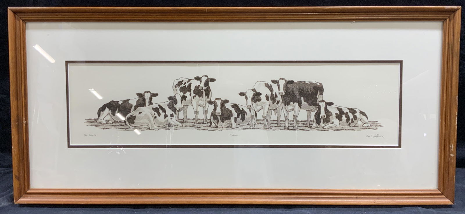 CARL HOFFNER Signed Etching of Cows (1 of 8)