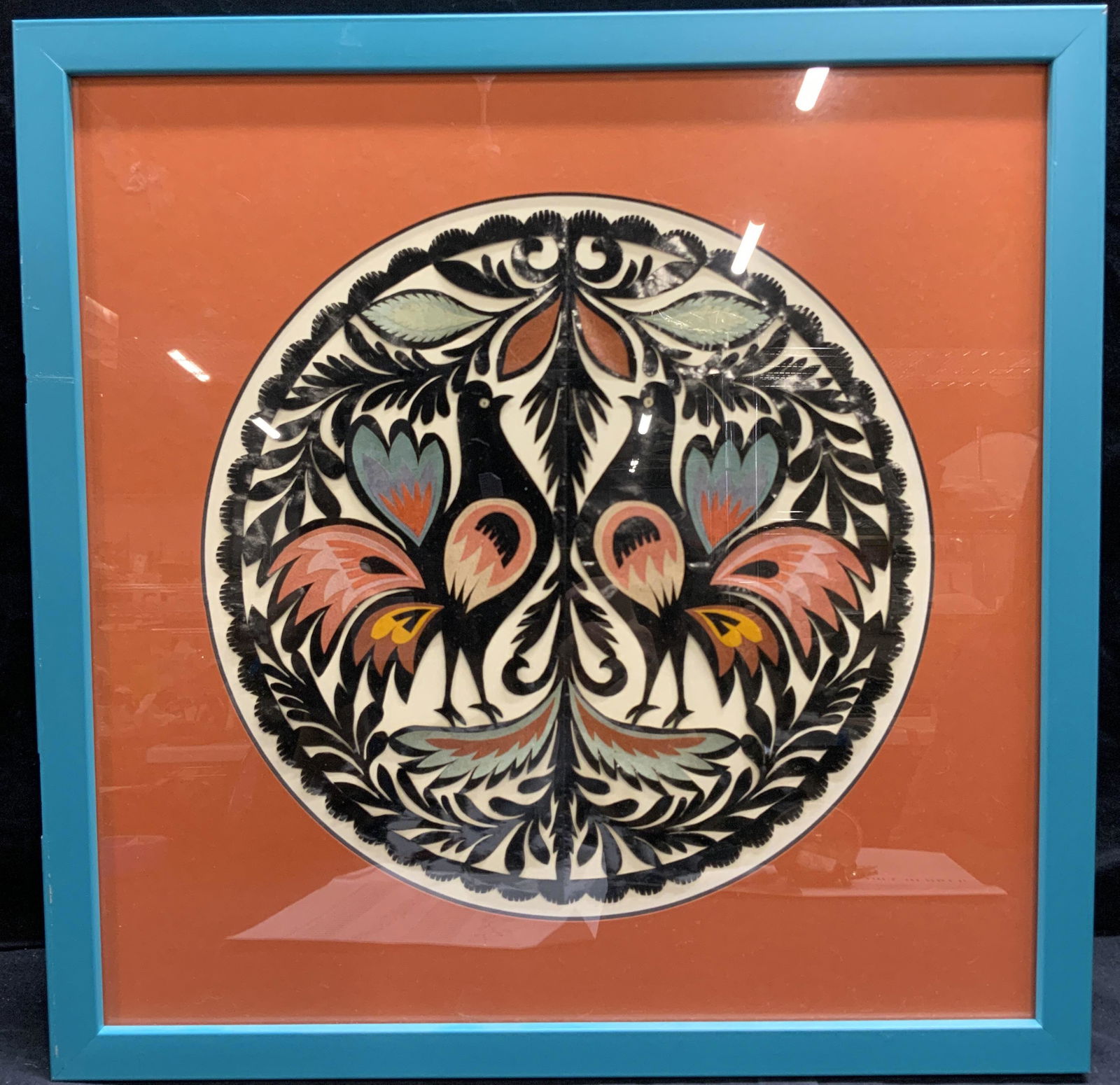 Framed Paper Collage Artwork of Roosters (1 of 8)