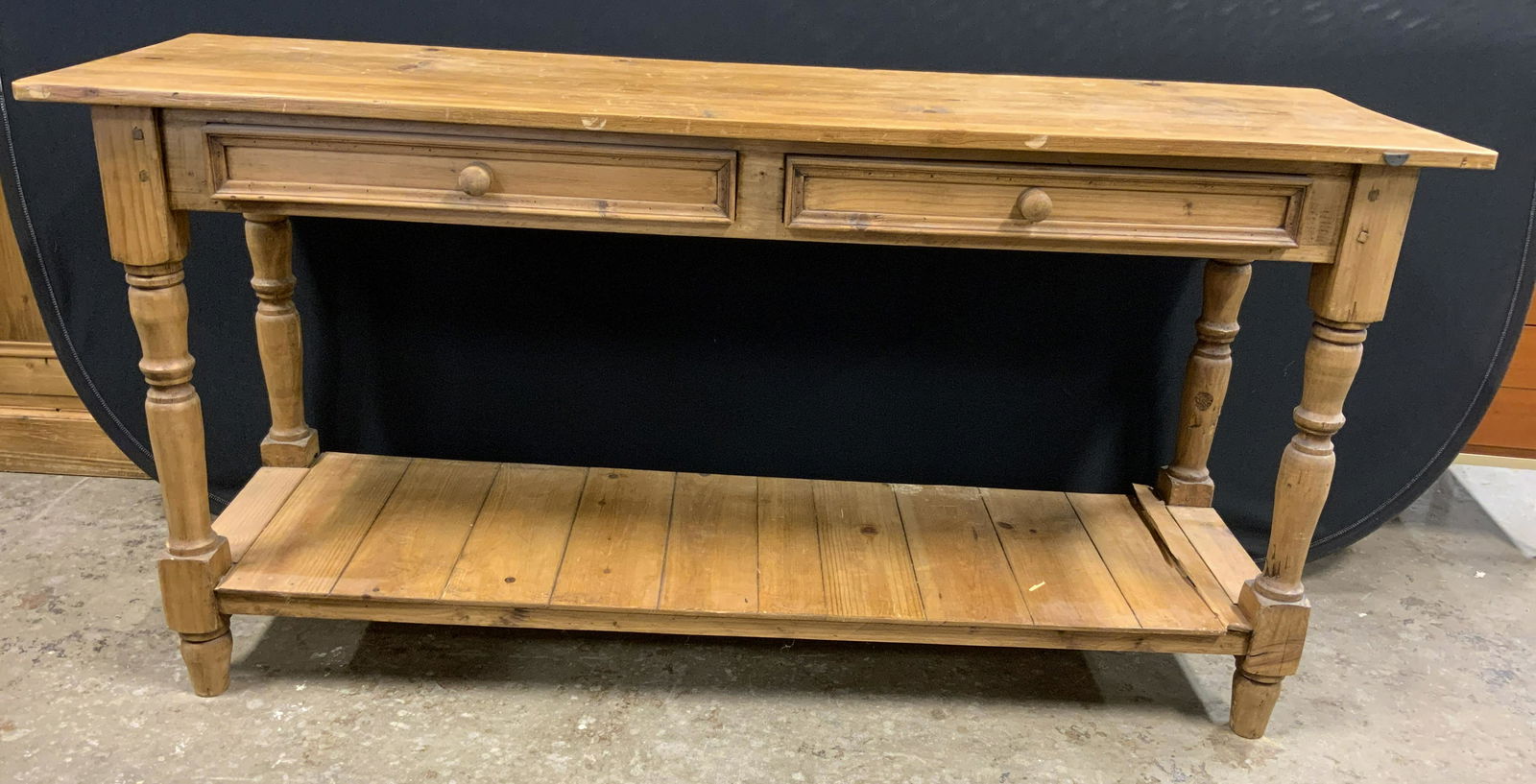 Vintage Pine Console Table W Drawers (1 of 9)