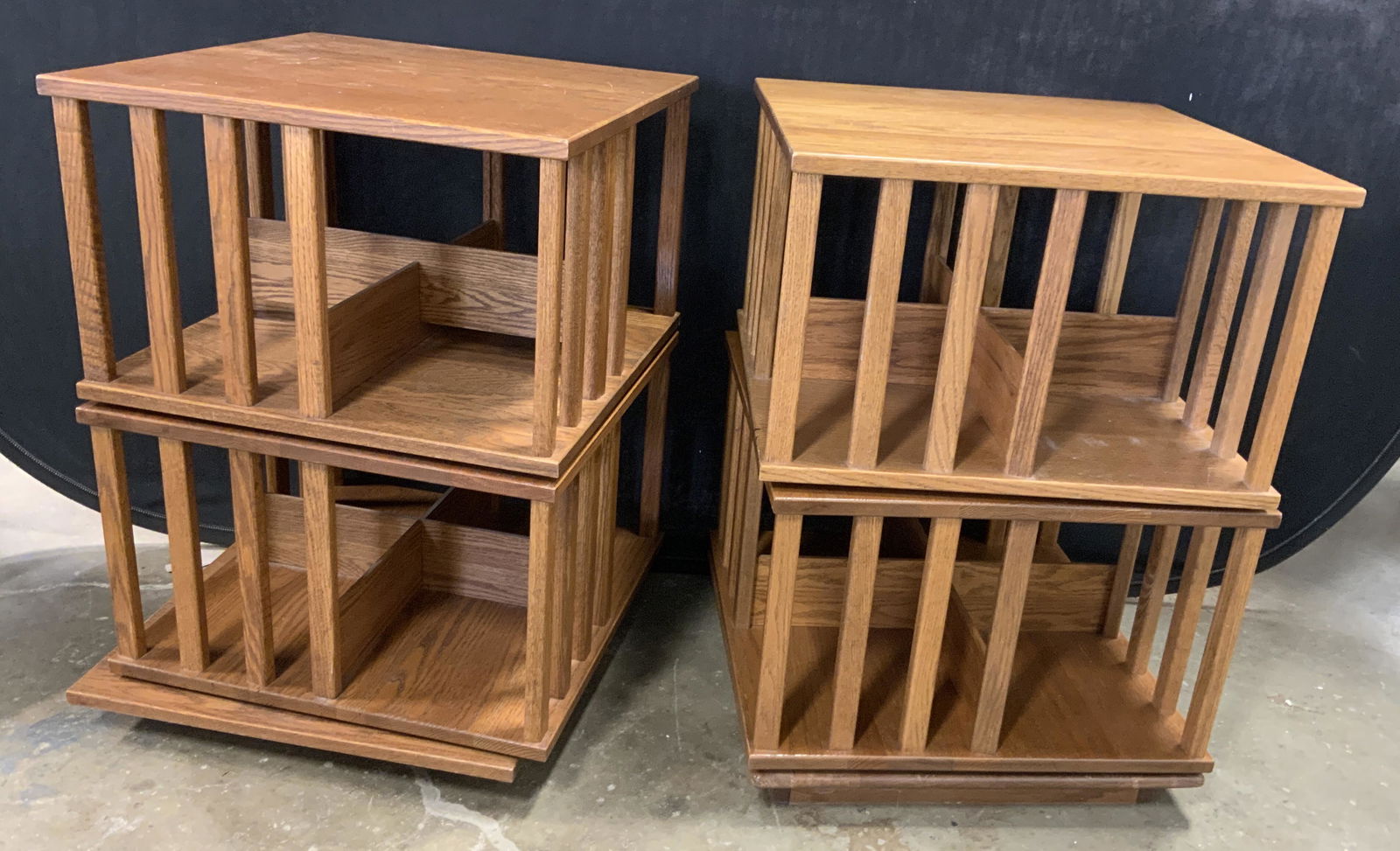 Mission Style Two Tiered Swivel Side Tables (1 of 14)