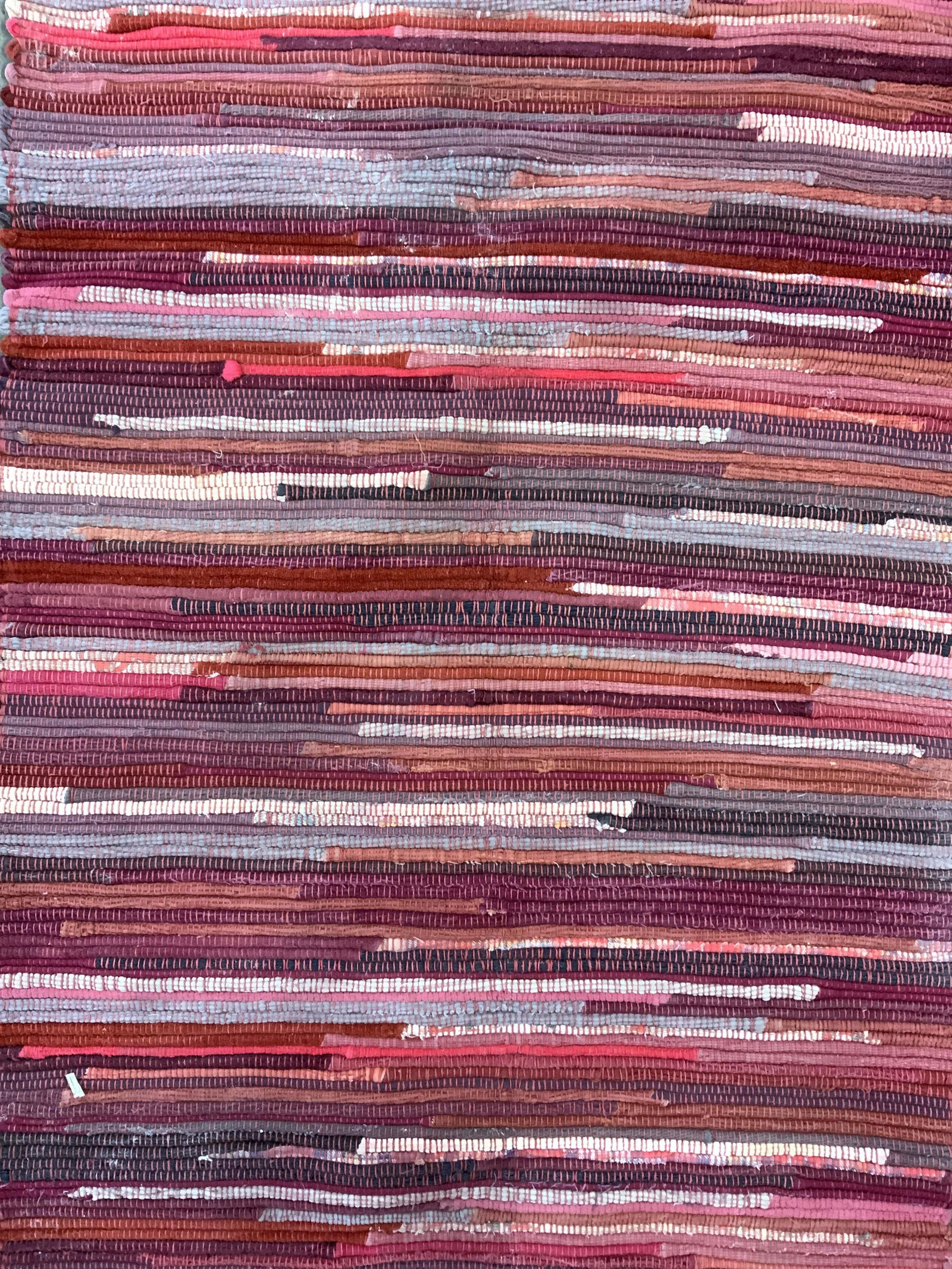 Vintage Hand Hooked Rag Rug W Fringes (1 of 7)