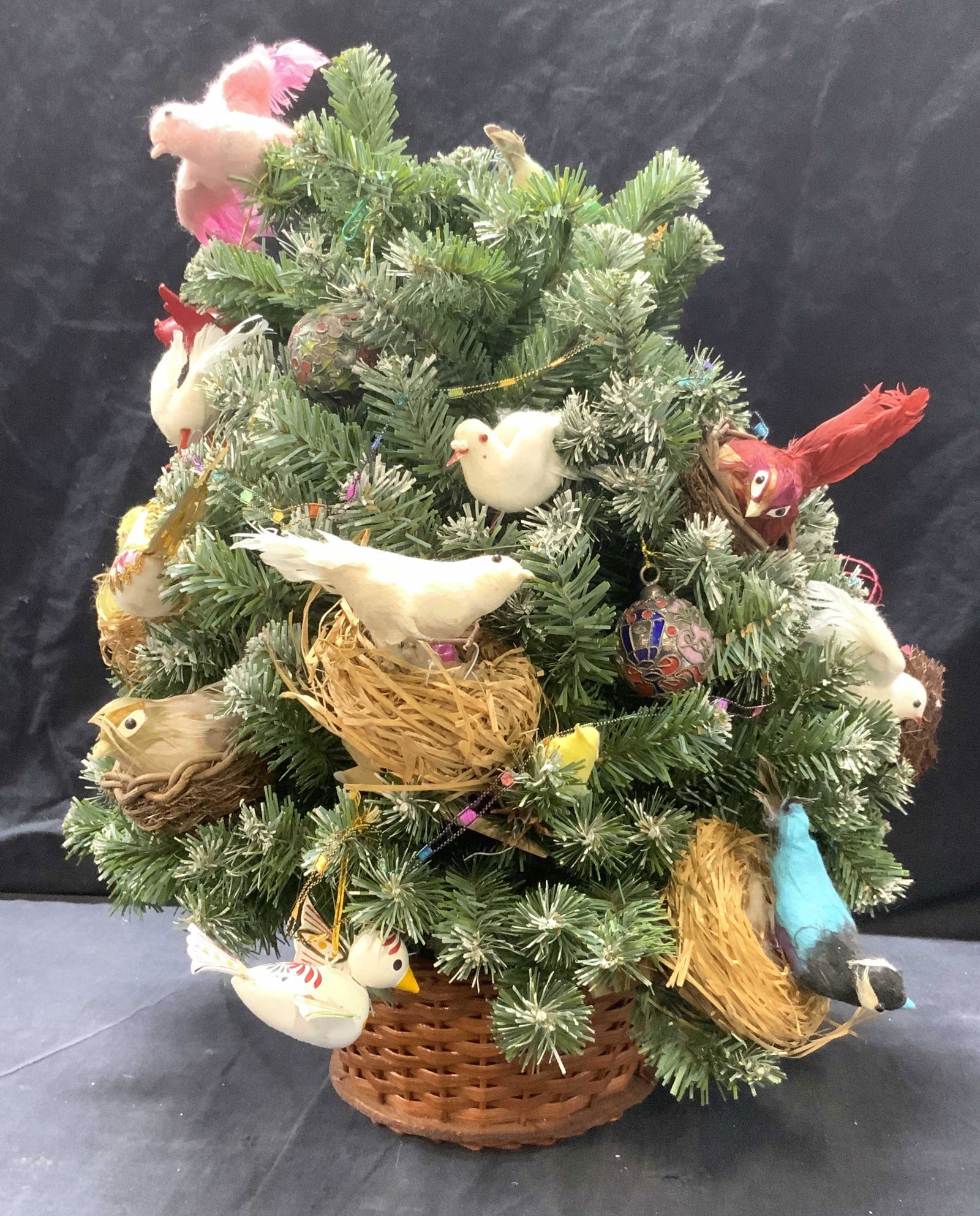 Vintage Faux Bird Ornamented Christmas Tree (1 of 7)