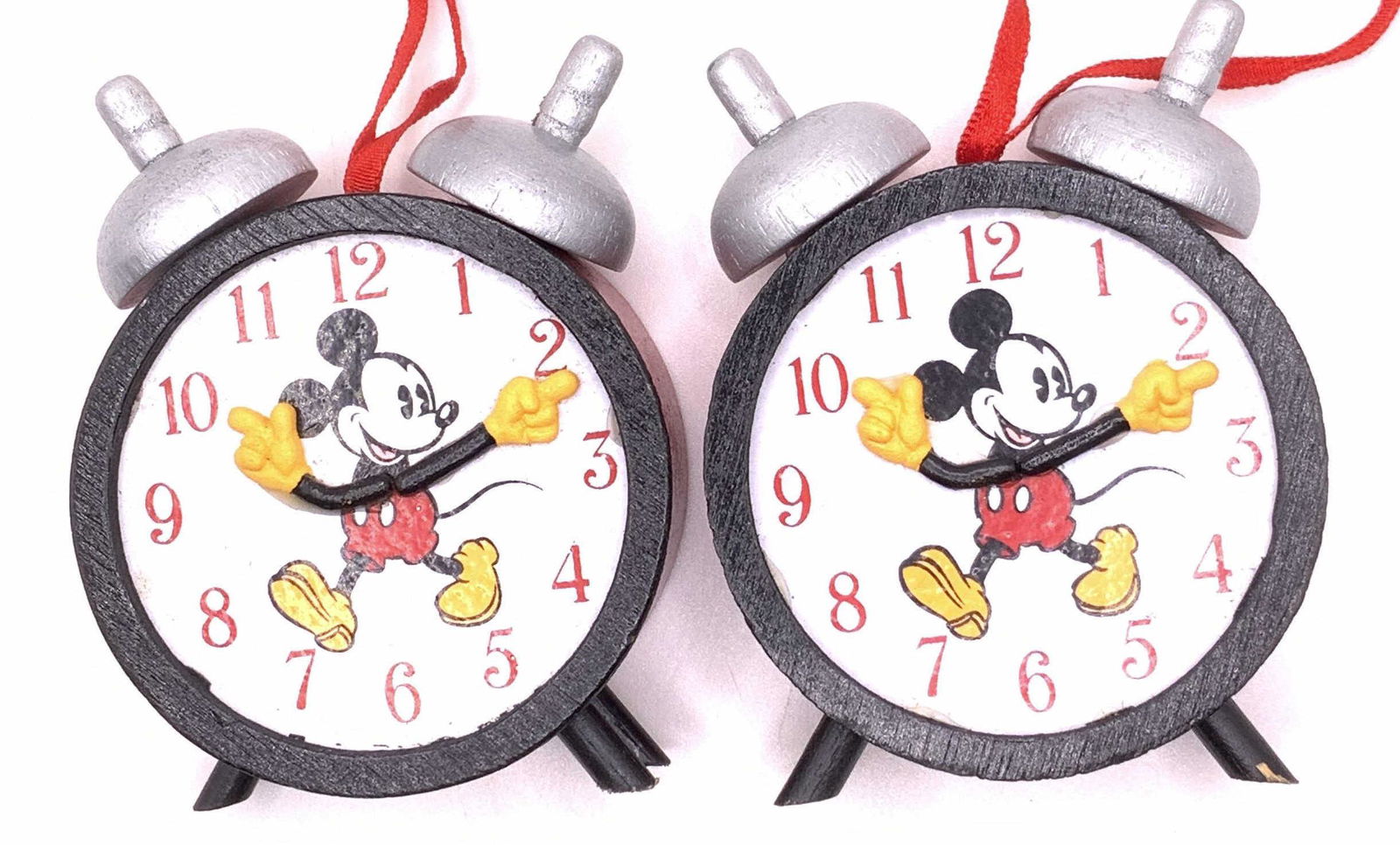 Lot 2 Disney MICKEY MOUSE Alarm Clock Ornaments (1 of 8)