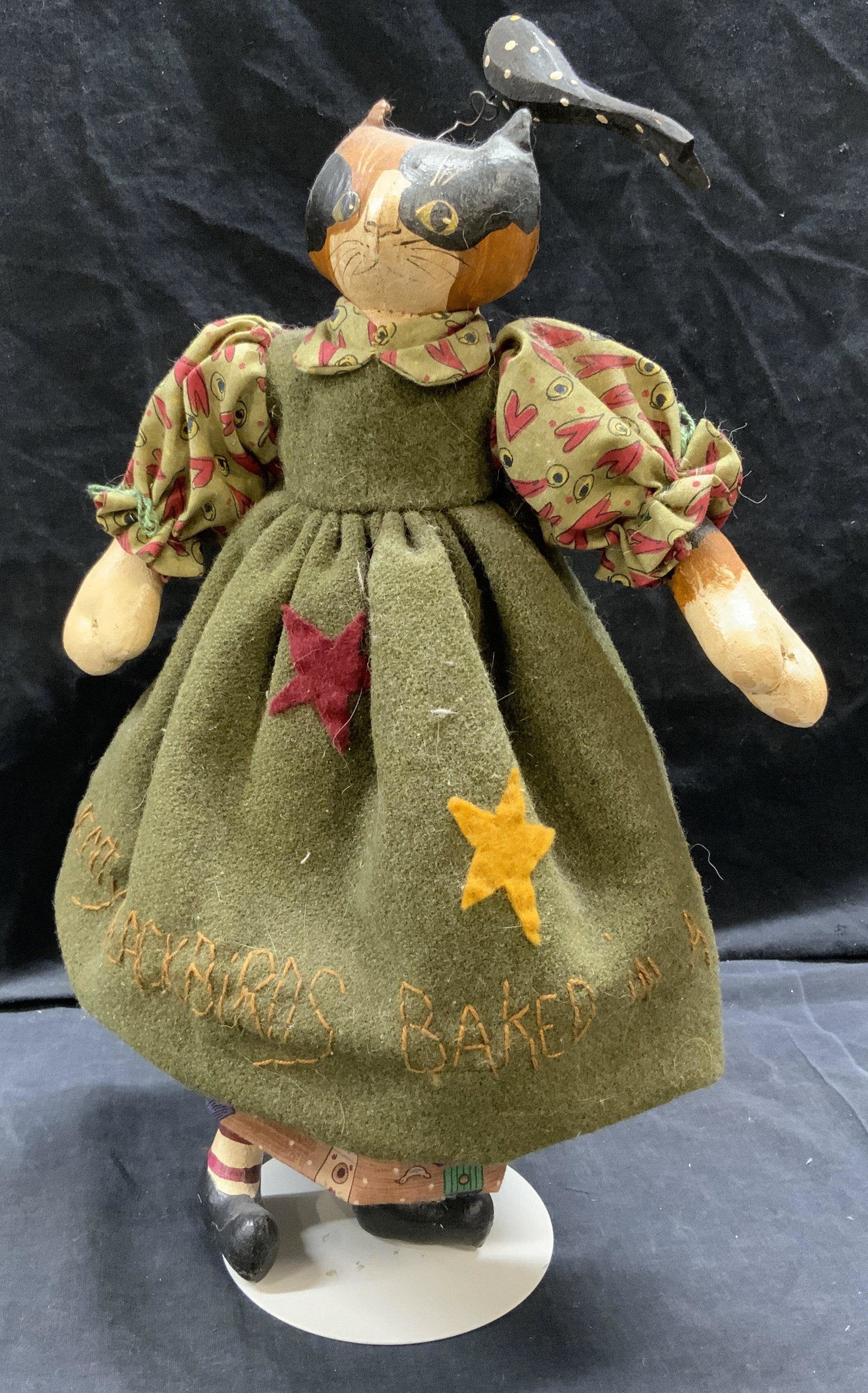 Cathy Shamel Jellicle Cat Dolls: Cathy Shamel Jellicle Cat Dolls on stand measures approx 14 1/2 inches tall. Dolls, antique dolls, collectible dolls, vintage dolls, Cathy shameless, Cathy shamel cats, jellicle cats, jellicle cat dol