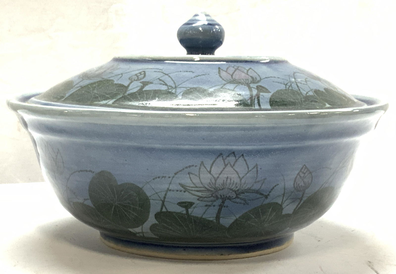 Signed Pottery Serving Dish W Lid (1 of 9)