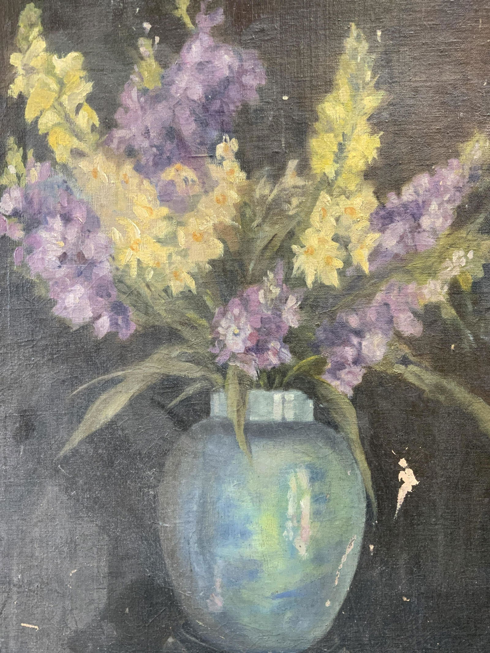 Flowers in Vase Still Life Oil on Panel (1 of 8)