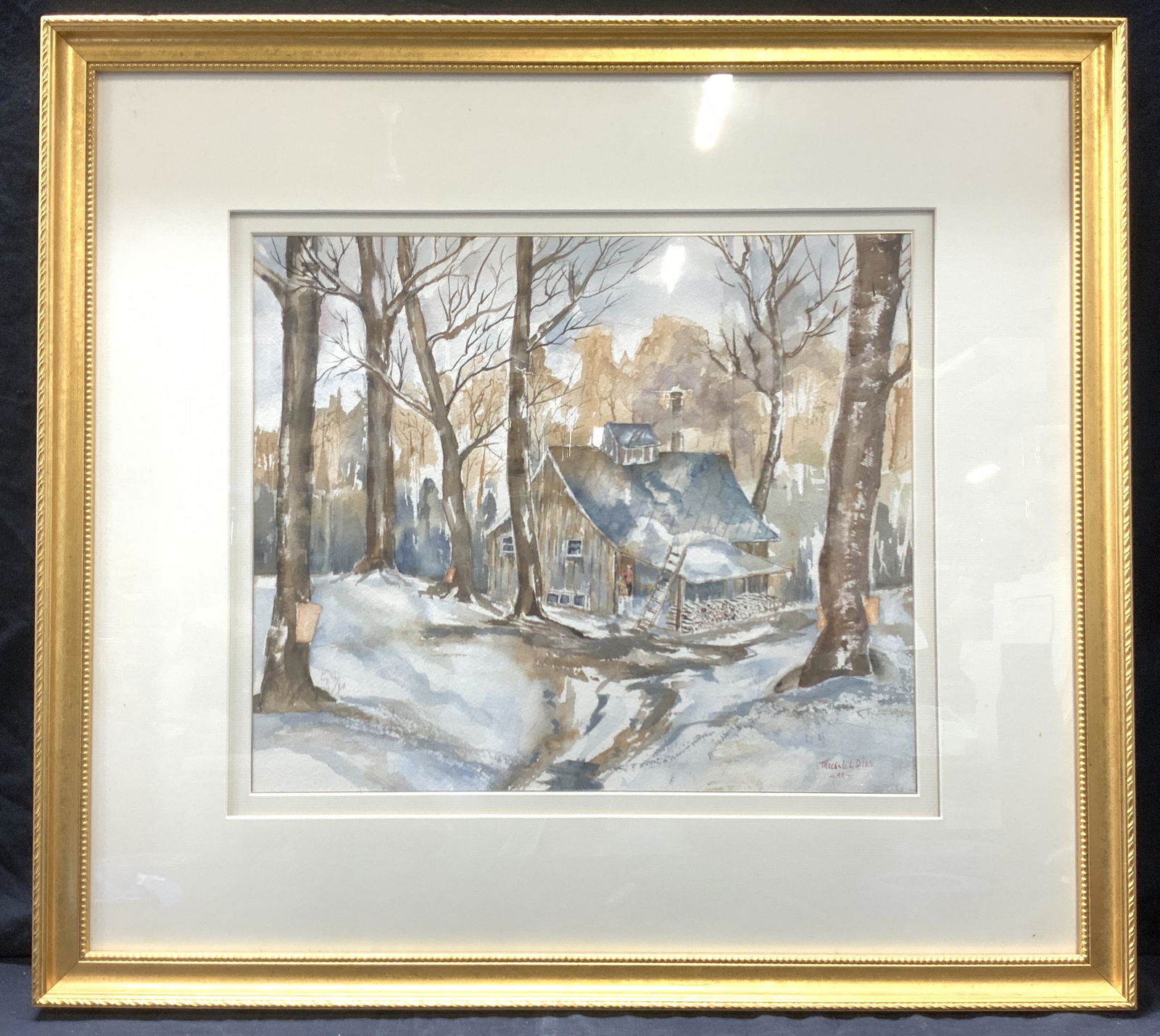 MICHELLE L. DION Winter Cabin Watercolor Painting (1 of 5)