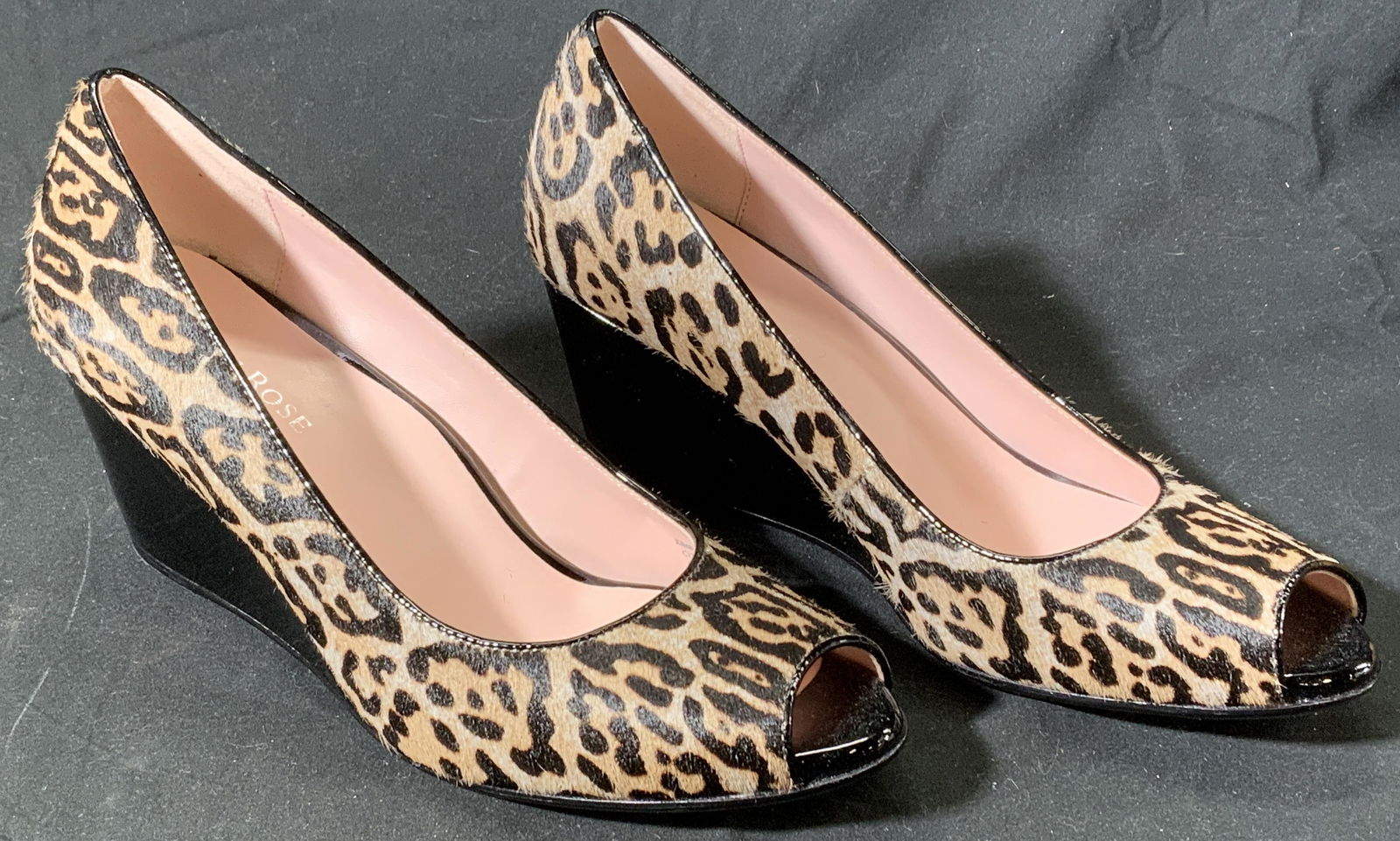 TARYN ROSE Leopard Print Open Toe Wedge Heels (1 of 6)