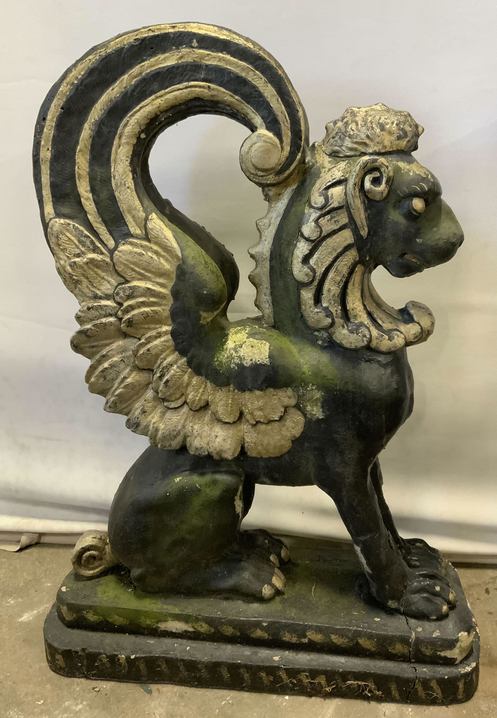 Cast Cement Winged Lion Garden Statuary (1 of 10)