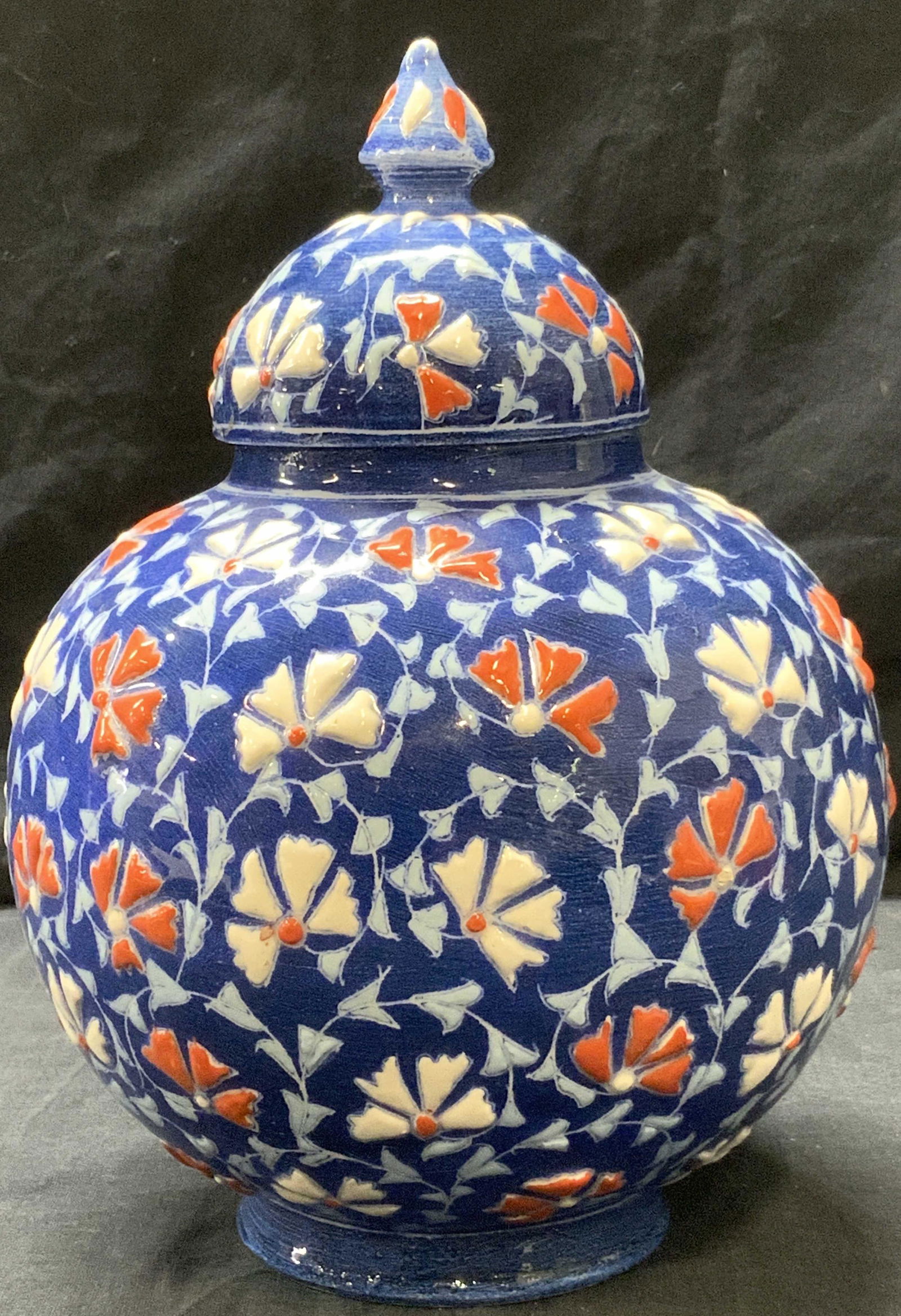 Signed Handmade Relieved Footed Ginger Jar, Turkey (1 of 4)