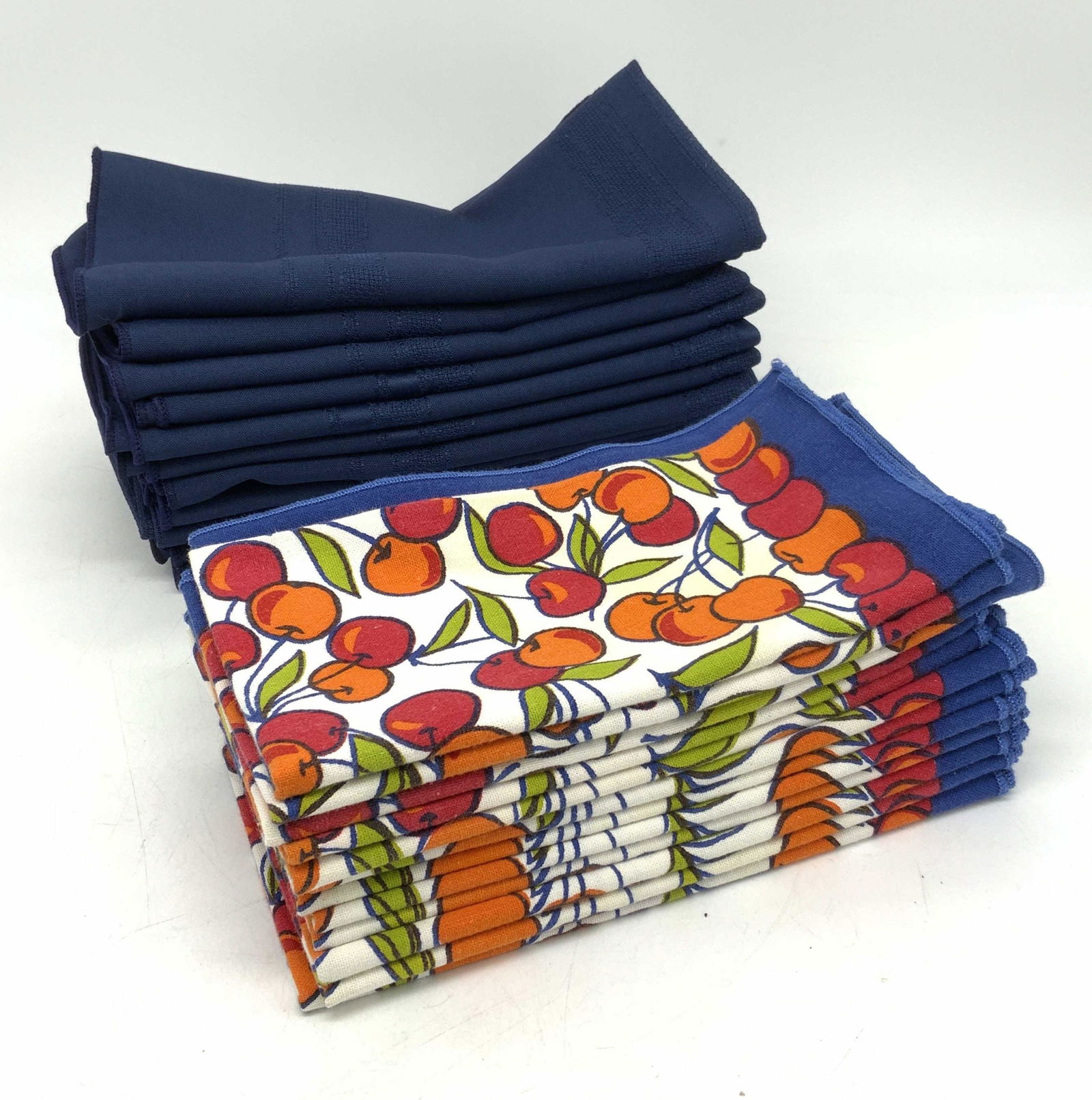 Lot 24 Navy Blue & Fruit Print Cloth Napkins (1 of 7)
