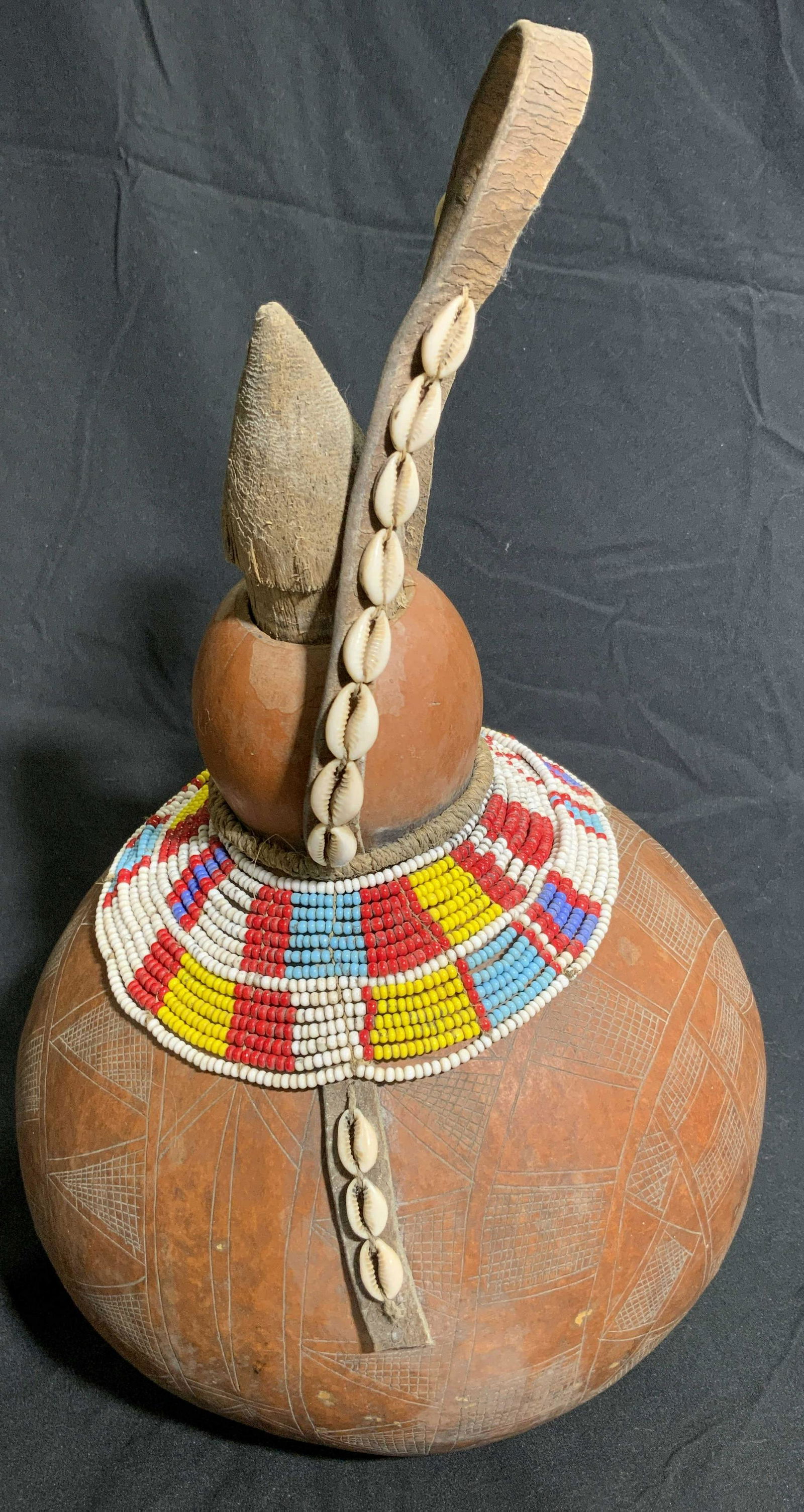 Vintage Handcrafted Seed Beaded Gourd Vessel (1 of 11)