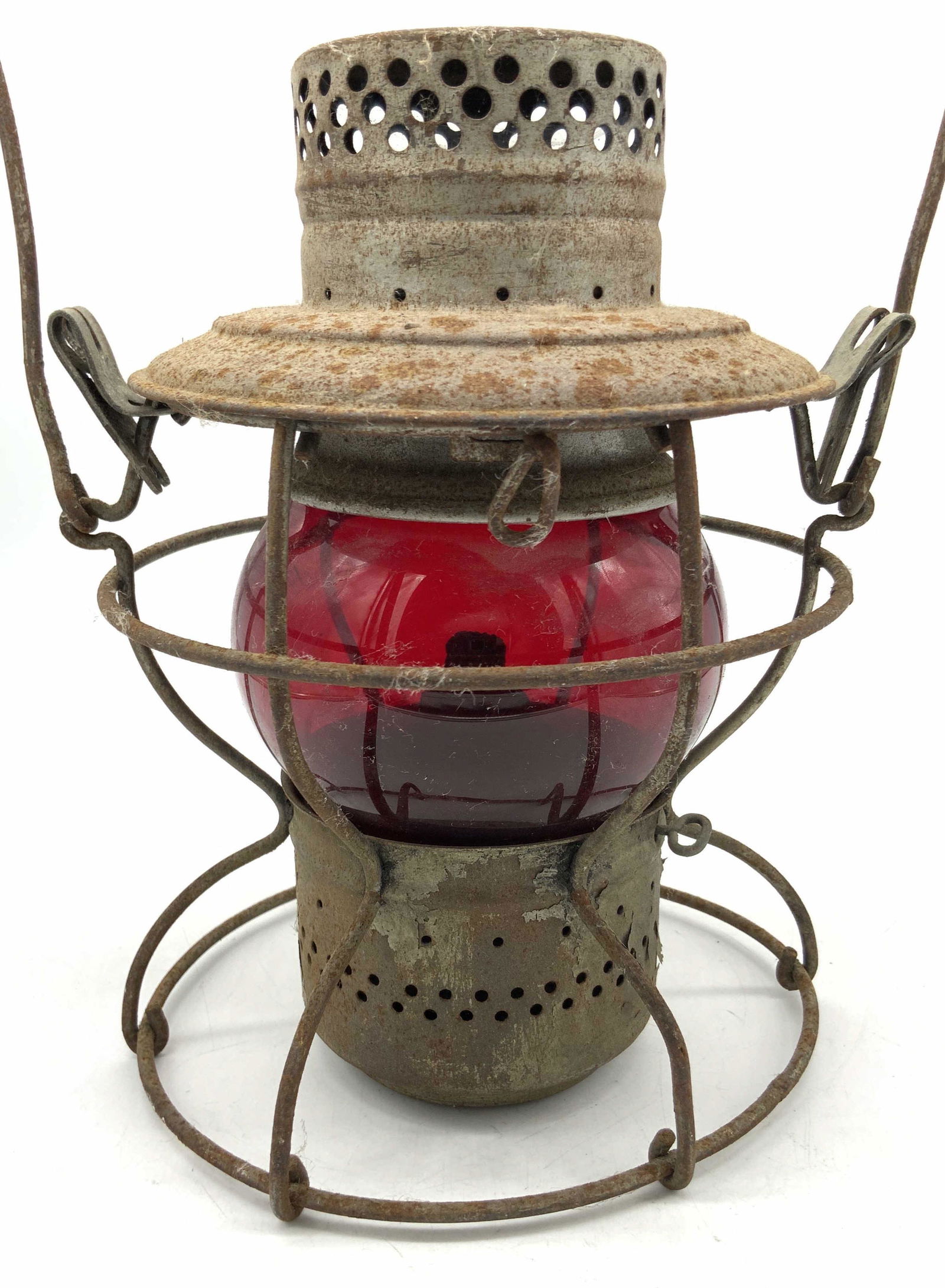 HANDLAN ST. LOUIS USA Vntg Red Glass Oil Lantern (1 of 9)