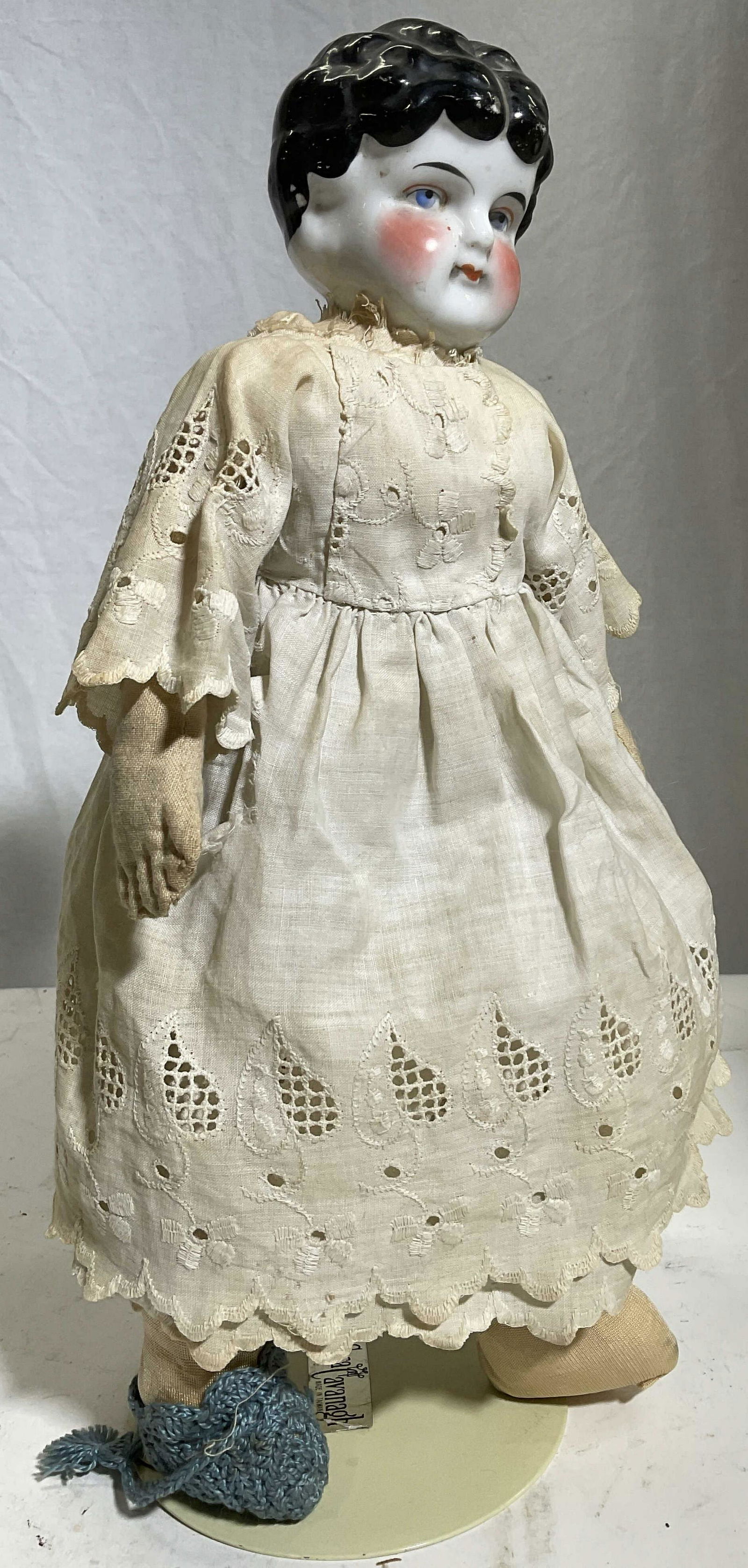 Ceramic Head Antique Doll & Stand (1 of 6)