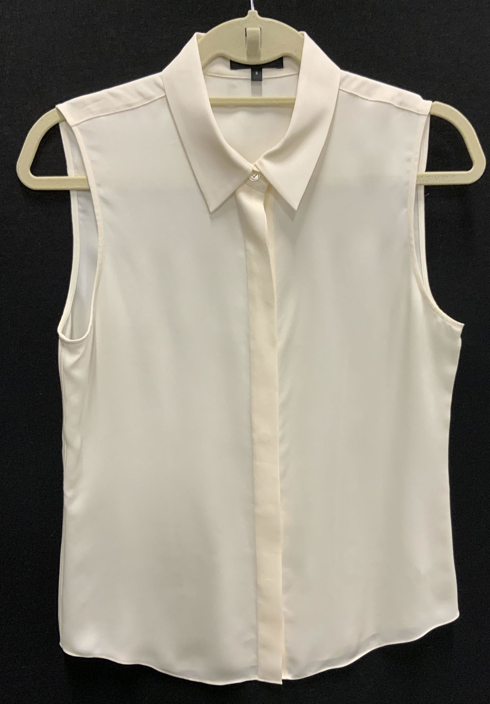 THEORY Ivory Silk Sleeveless Button Up Blouse (1 of 6)
