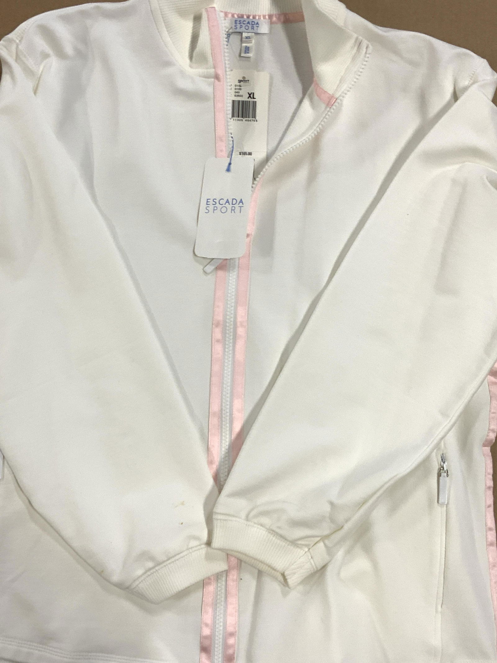 ESCADA SPORT Cotton Zip Up Sweatshirt NWT: ESCADA SPORT Cotton Zip Up Sweatshirt NWT, size XL, 96% cotton 4% elastaine, hand pockets, some blemishes. ESCADA SPORT Cotton zip up sweatshirt, ladies sportswear, ladies activewear, ladies athletic