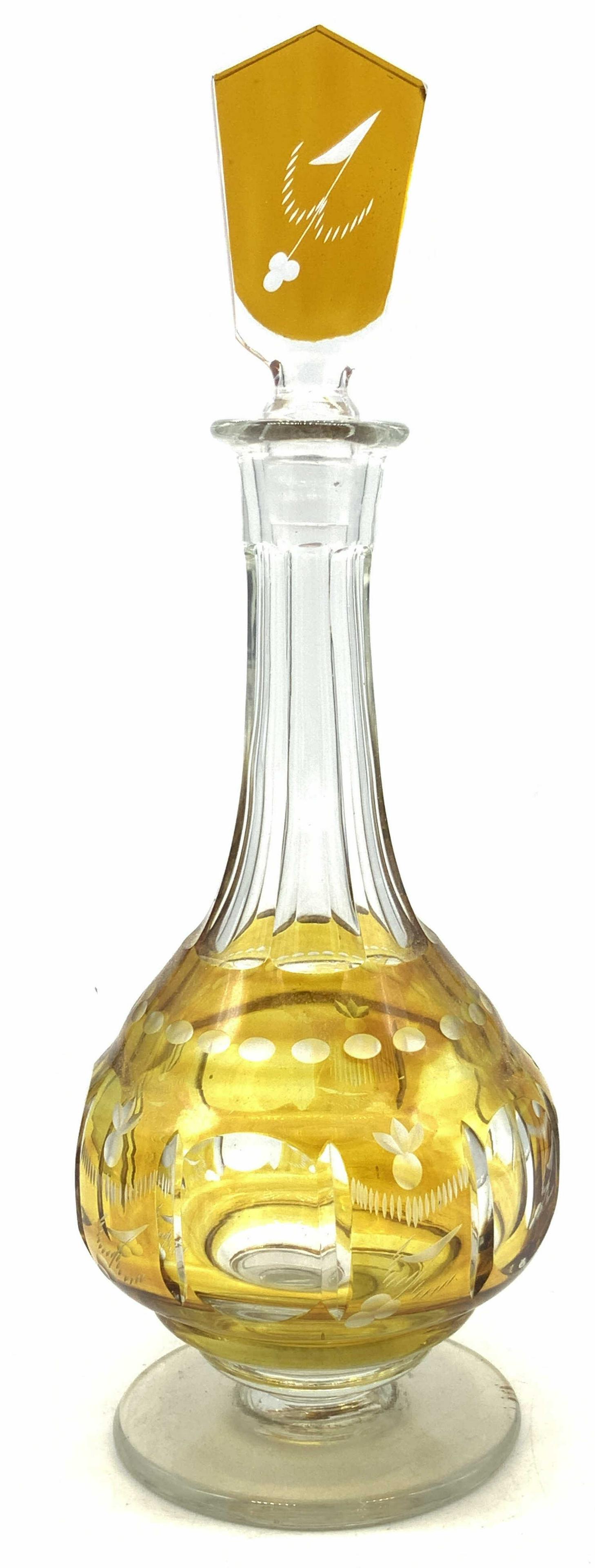 Vintage Yellow Ochre Bohemian Style Glass Decanter (1 of 10)