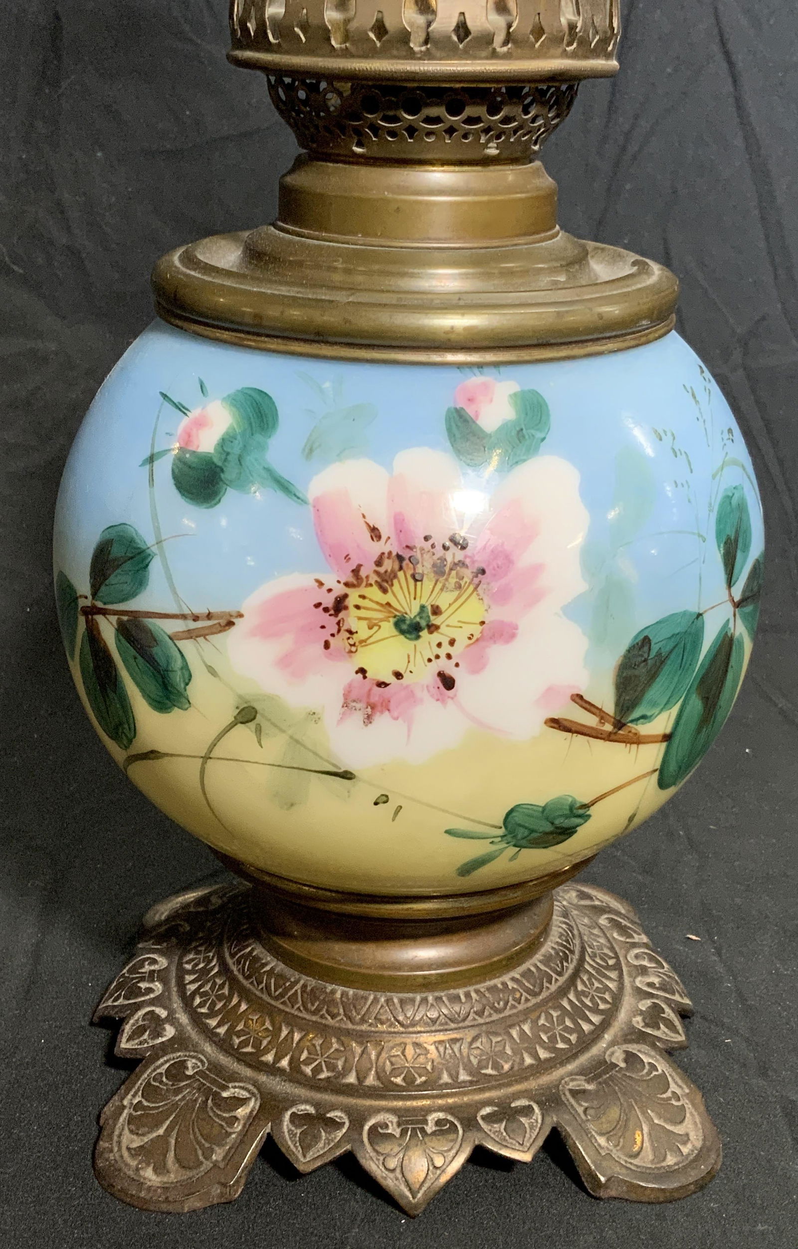 FM & CO Vintage Hand Painted Oil Lamp (1 of 7)