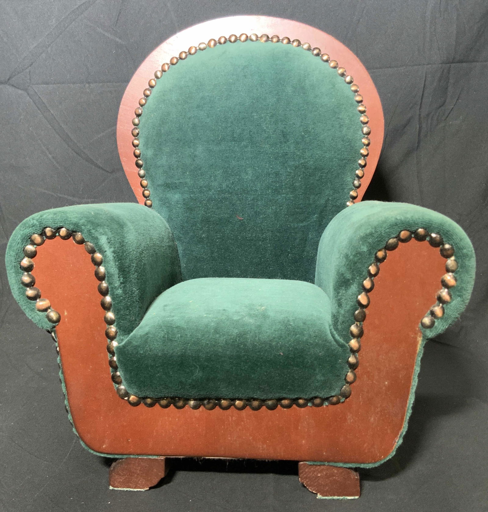 AMERICAN HEIRLOOM Vintage Green Velvet Doll Chair (1 of 7)