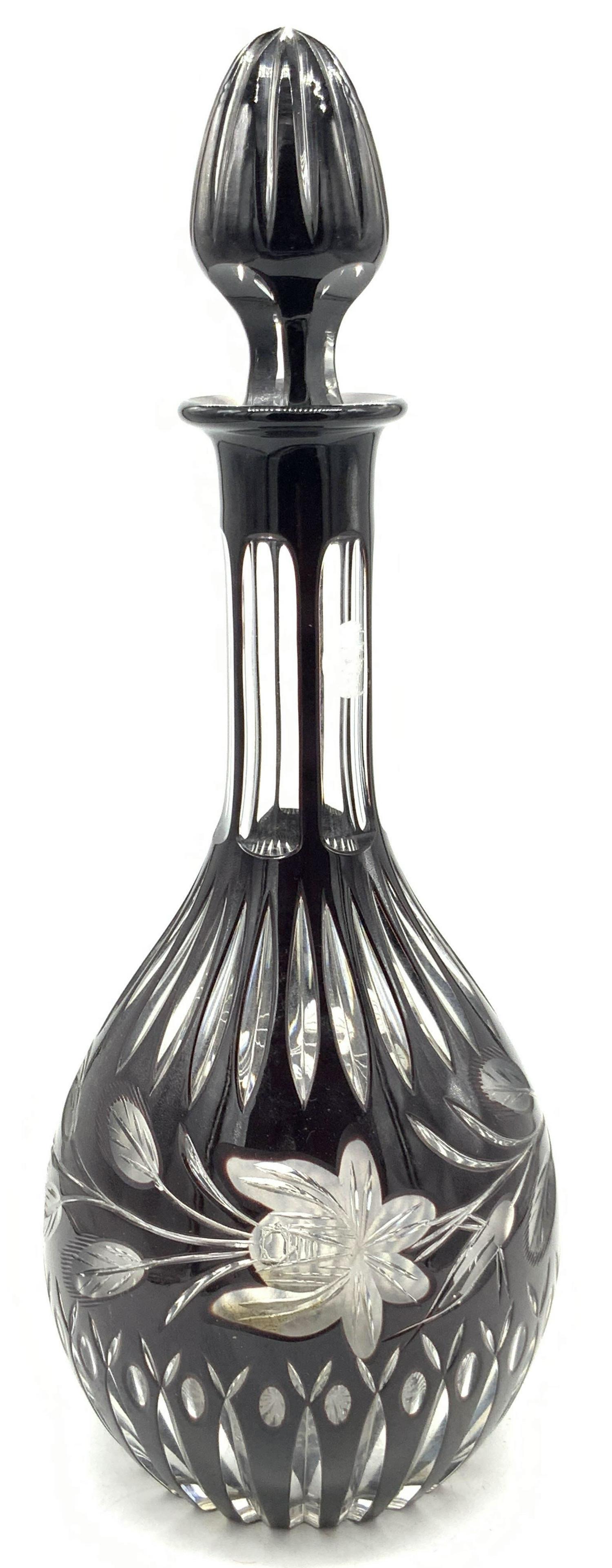 Cut Amethyst to Clear Glass Bohemian Decanter (1 of 9)