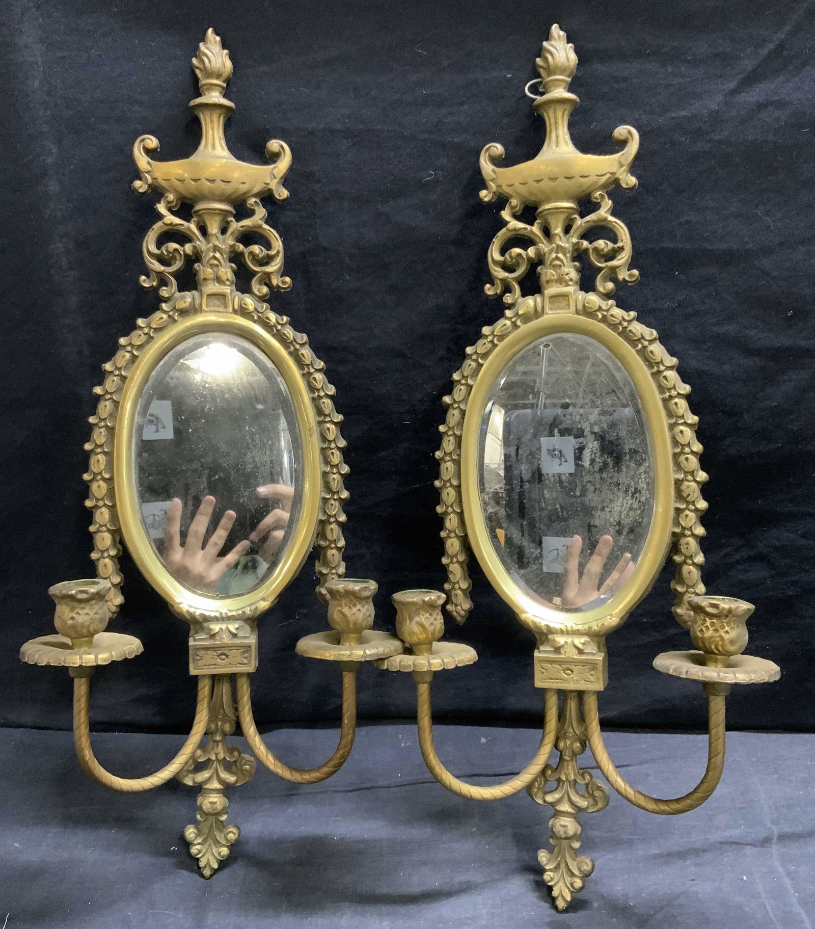 PAIR Mirror & Brass Candle Scones (1 of 8)