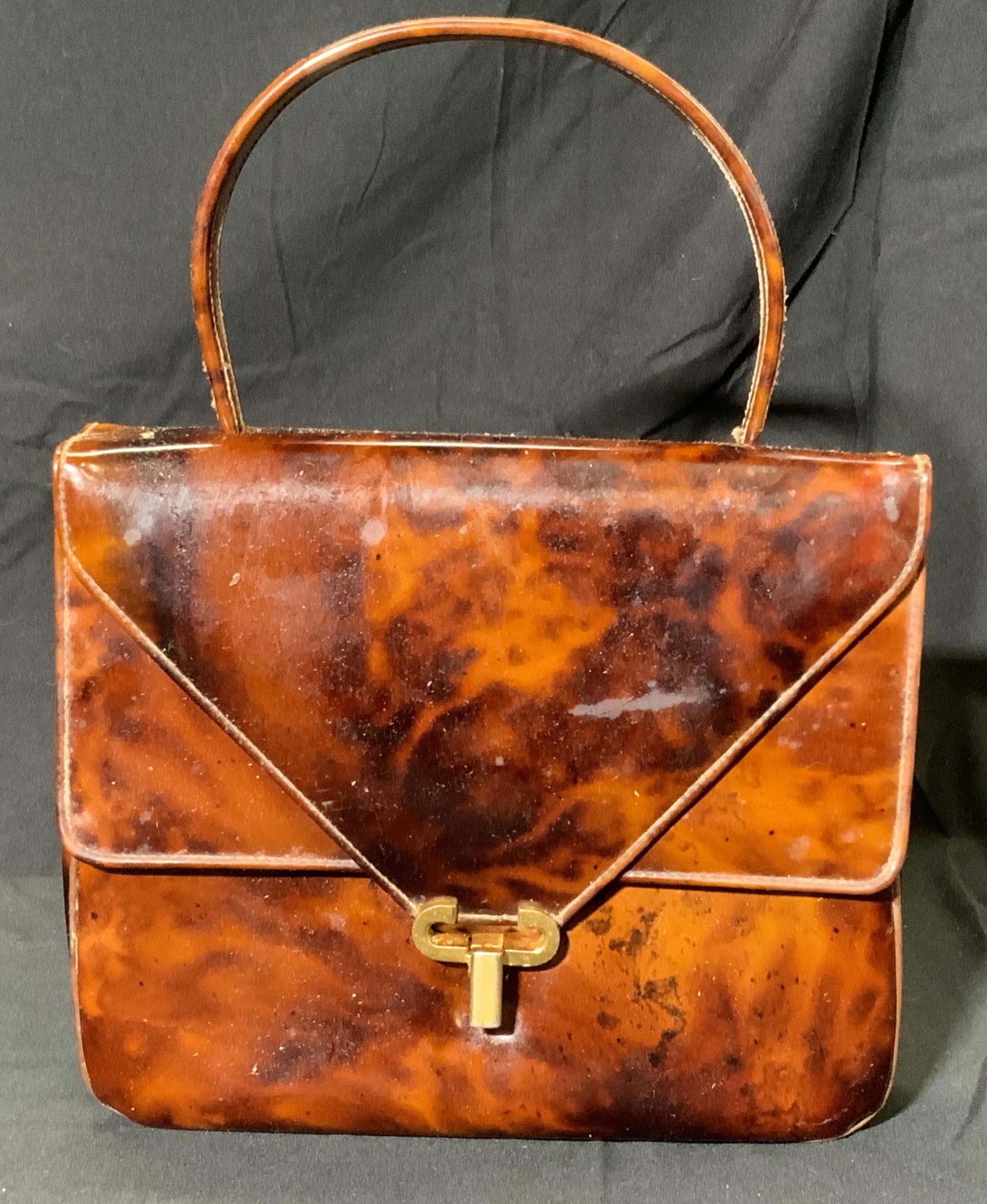 Vintage Brown Vinyl Top Handle Purse (1 of 6)