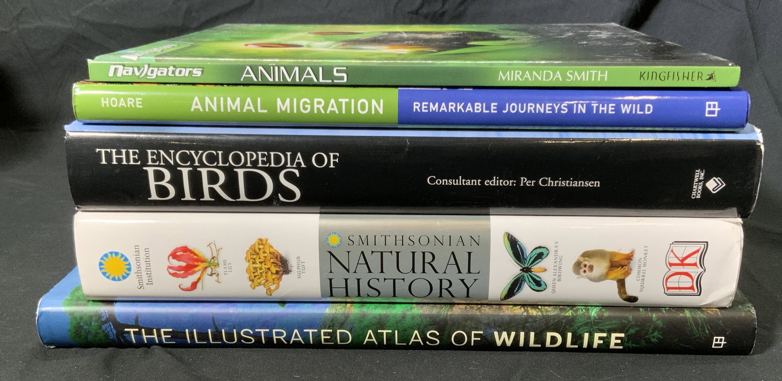 Lot 5 Hardcover Oversize Nature Books: Lot of 5 oversized hardcover encyclopedia/reference nature books. Includes The Encyclopedia of Birds, edited by Per Christiansen, publ. Chartwell Books, Inc. 2013. Animal Migration by Ben Hoare, publ.