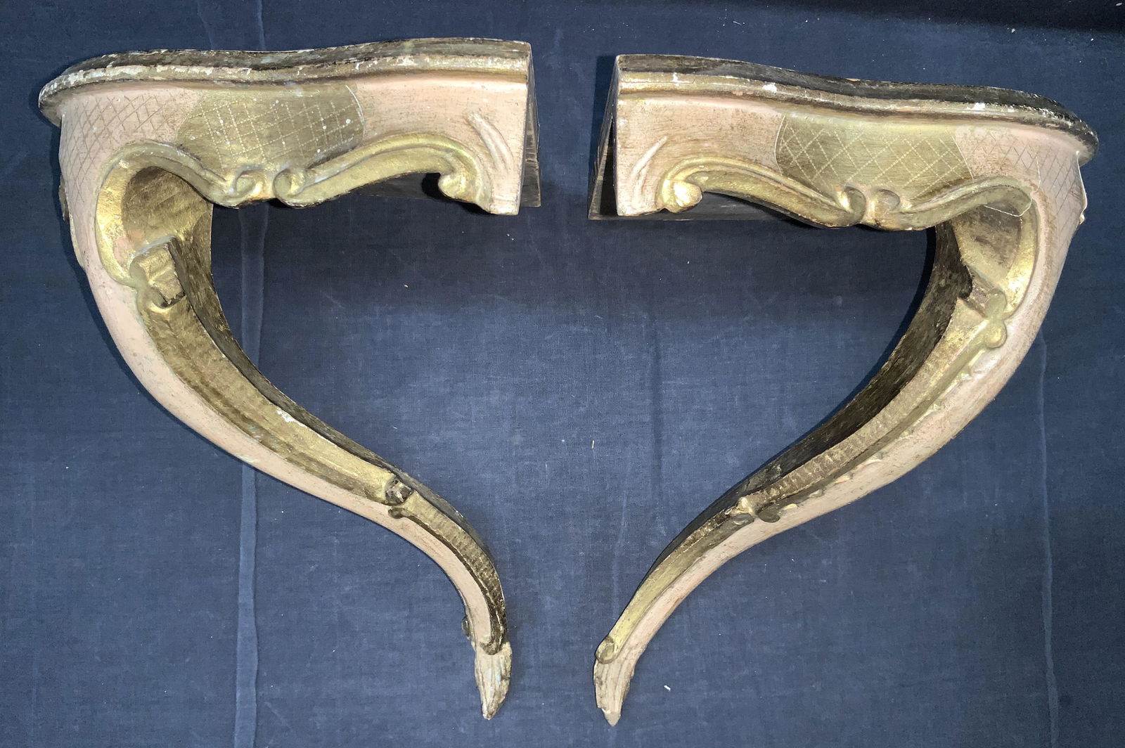 Pair Vintage Carved Wood Wall Shelves (1 of 9)