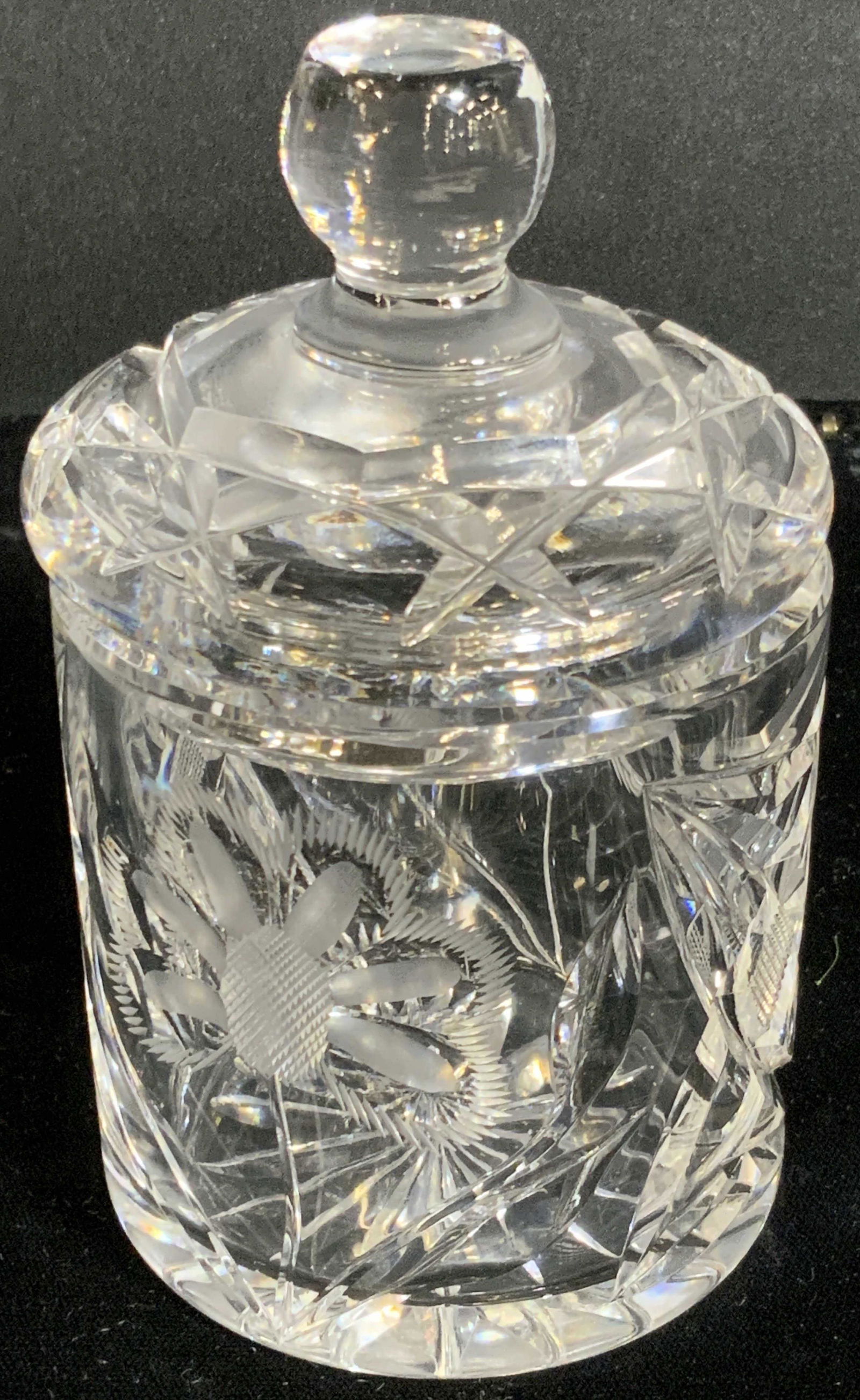 CORNING Signed Vintage Cut Crystal Jam Jar, Lidded (1 of 9)